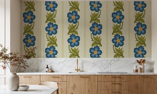 Floral Stripe, Blue