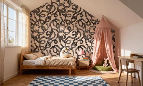 Swirl, Black on Ivory