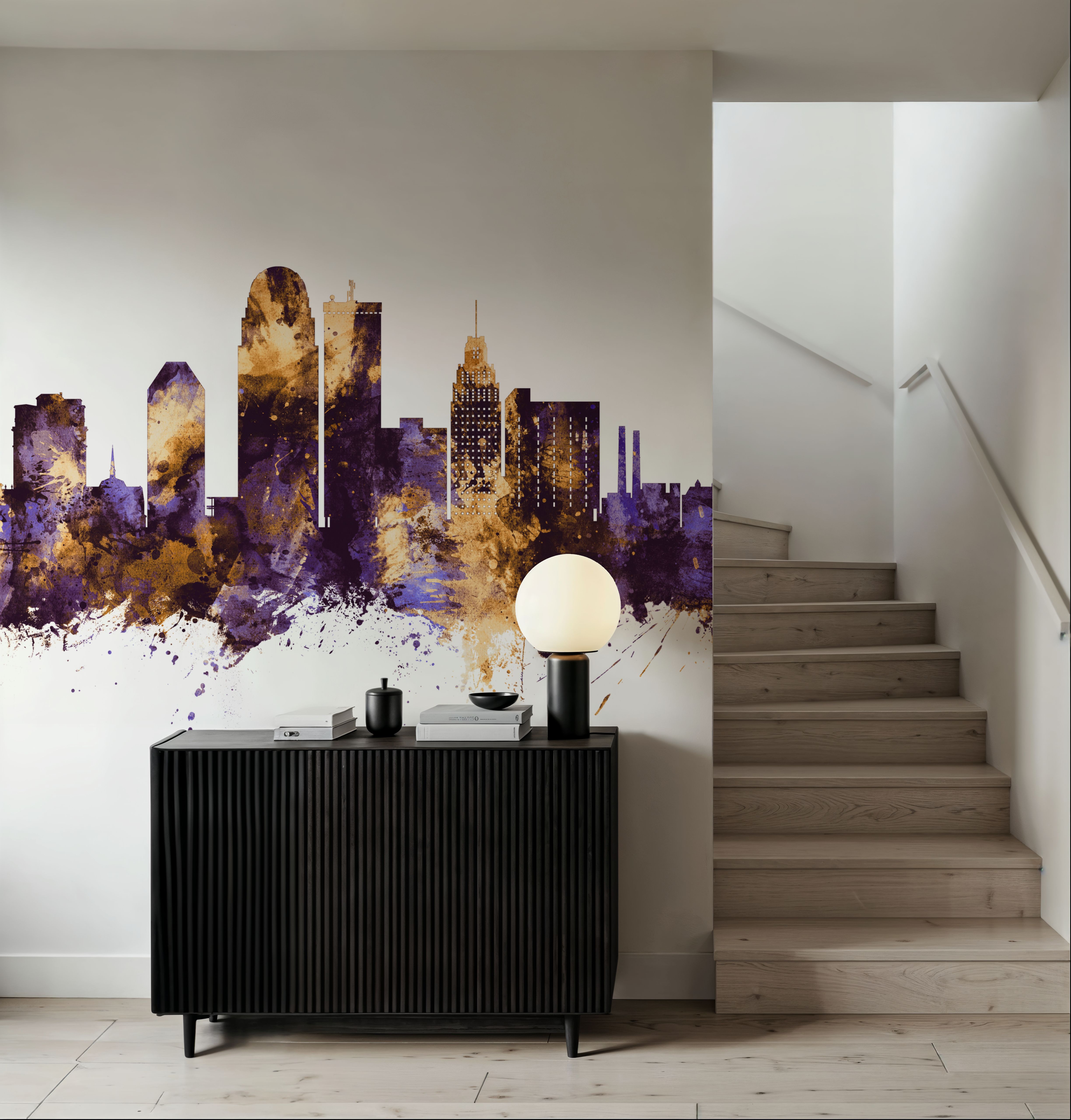 Winston-Salem North Carolina Skyline Purple & Gold