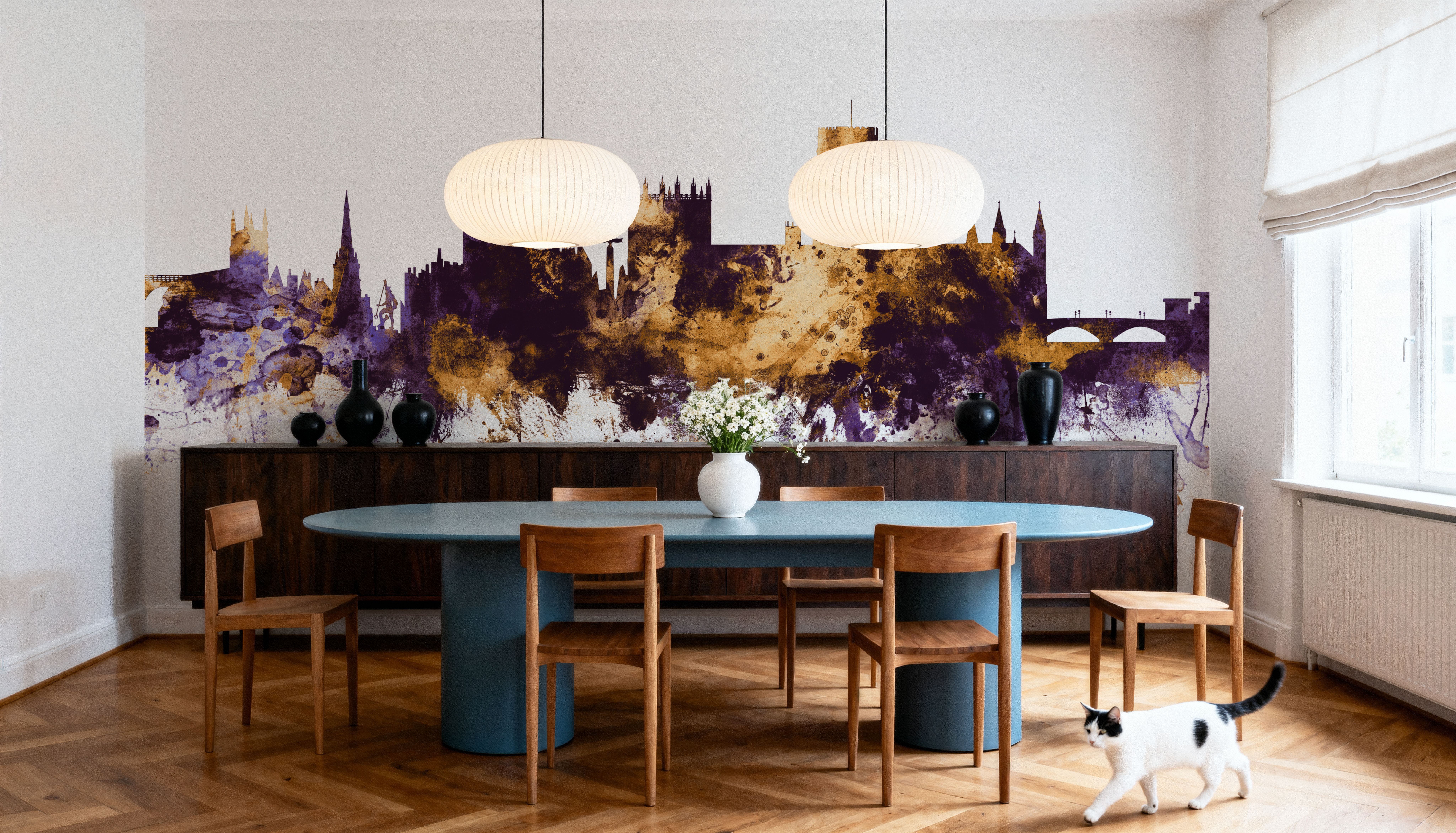 Durham England Skyline Purple & Gold