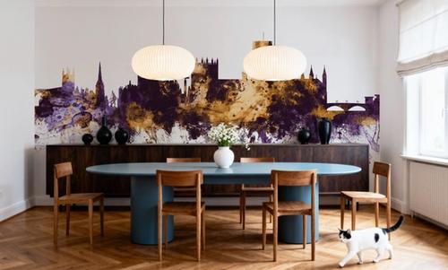 Durham England Skyline Purple & Gold