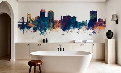 Wichita Kansas Skyline Blue & Bronze