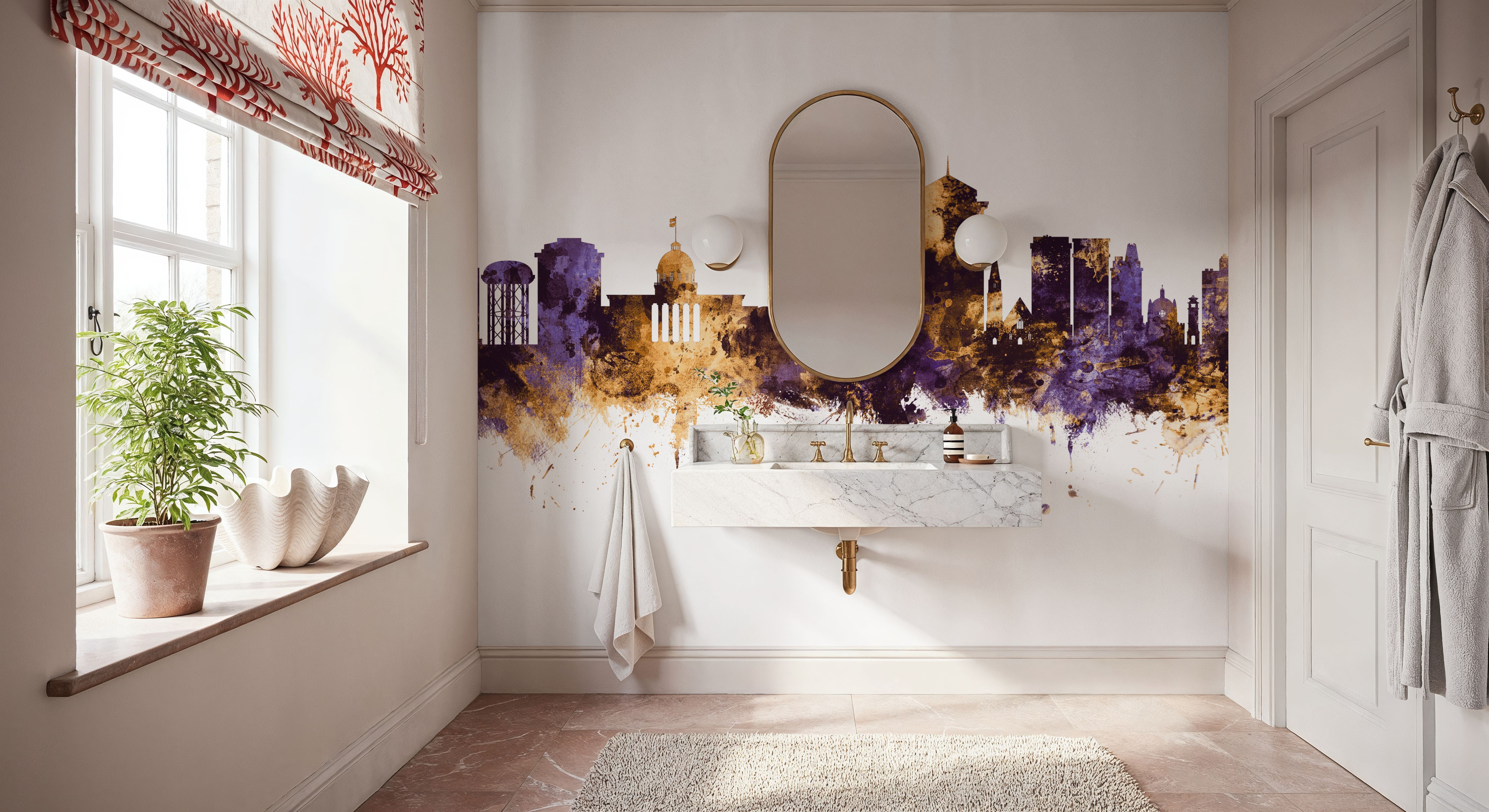 Montgomery Alabama Skyline Purple & Gold, Wallpaper