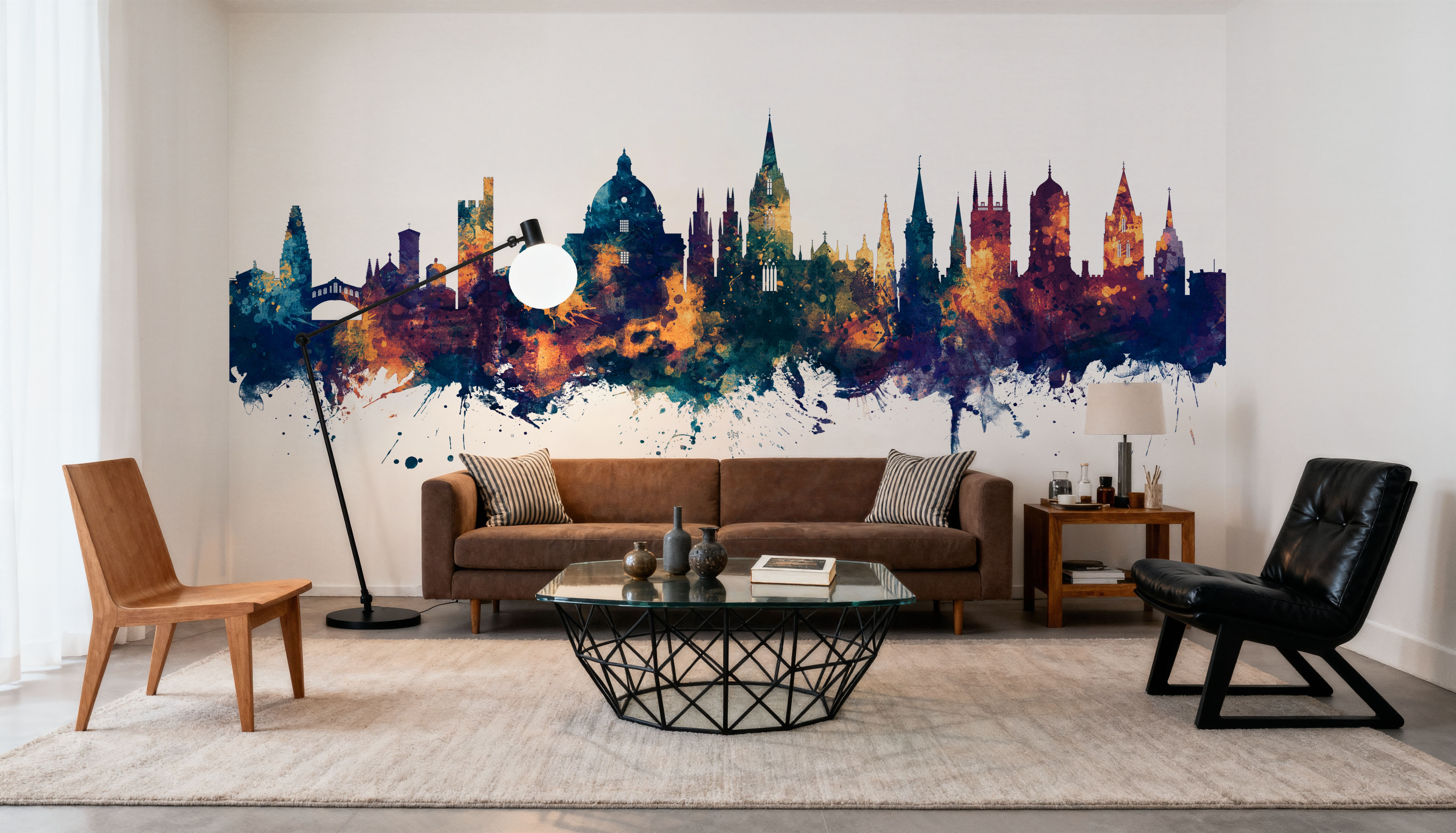 Oxford England Skyline Blue & Bronze, Wallpaper