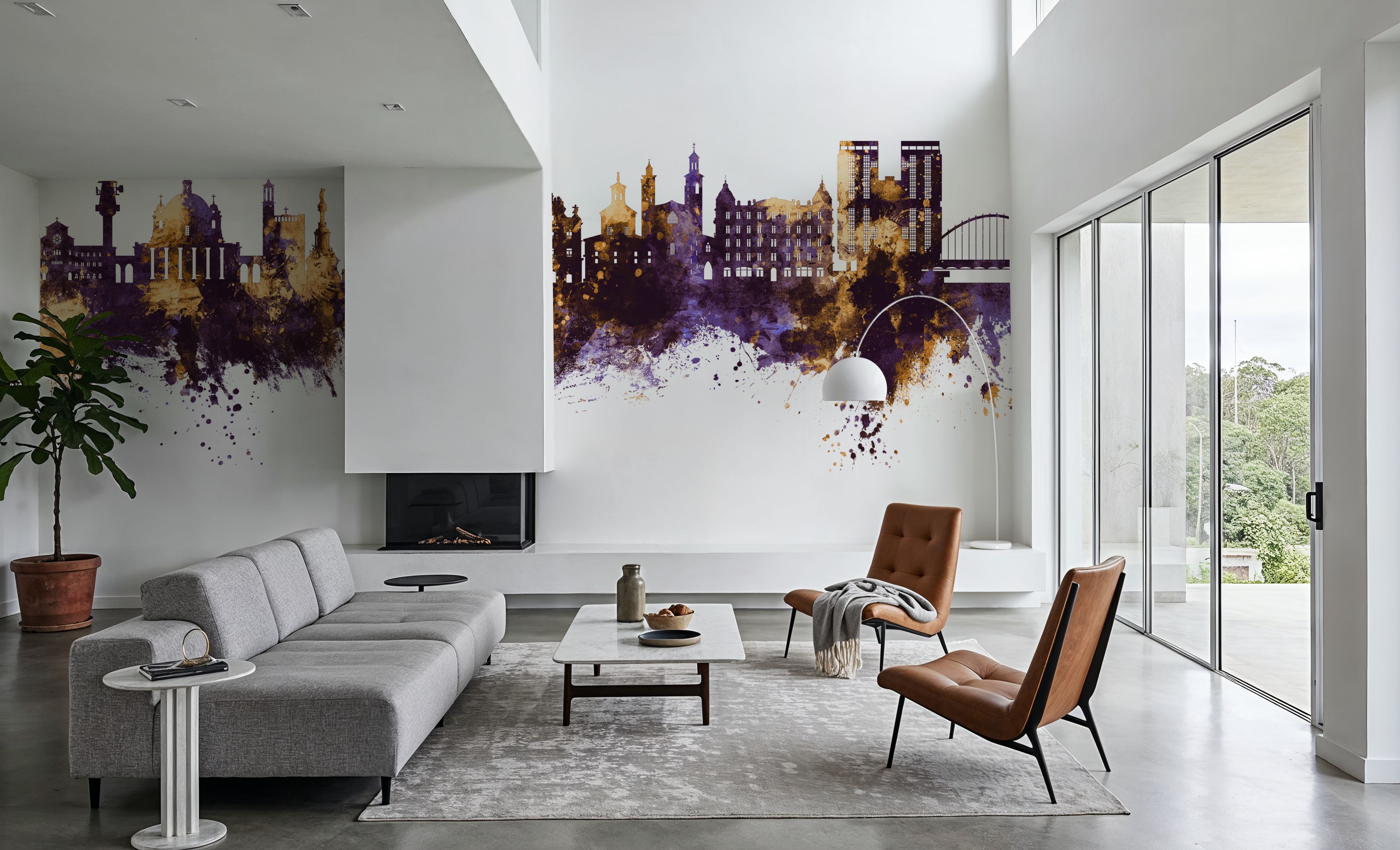 Pamplona Spain Skyline Purple & Gold