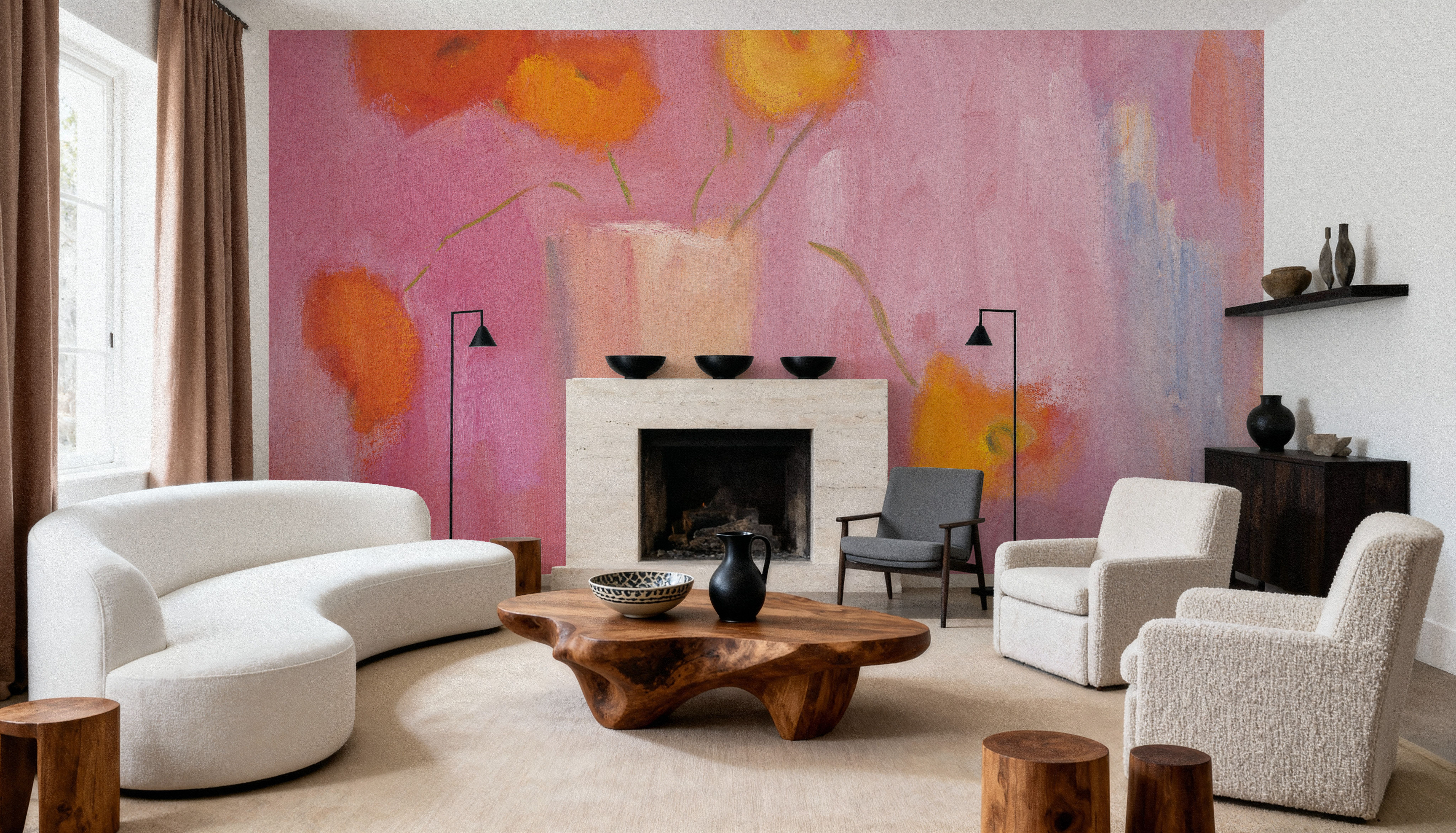 Mandarin Poppies, Wallpaper