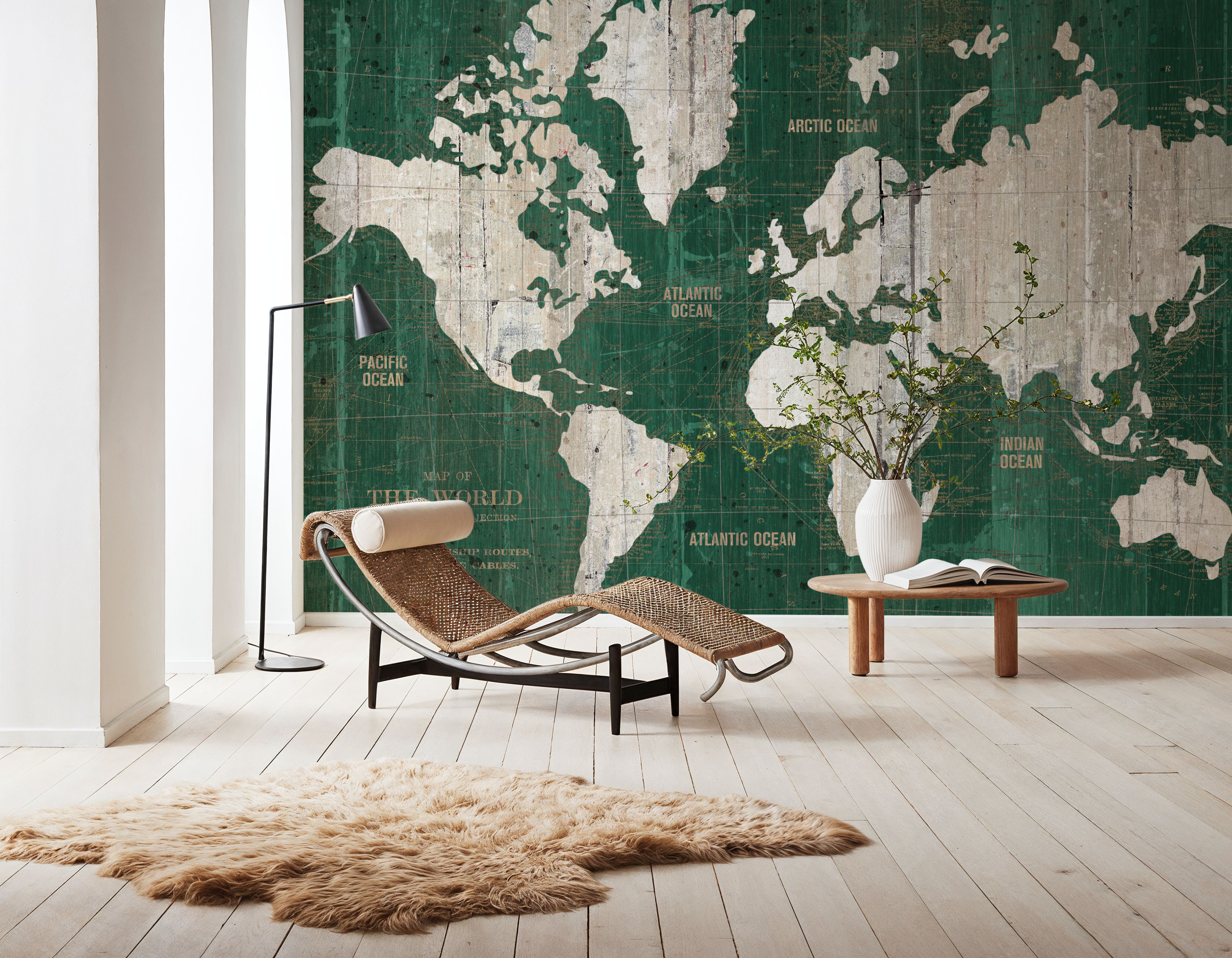 Old World Map Green