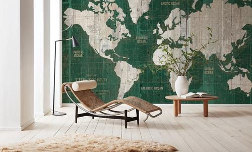 Old World Map Green