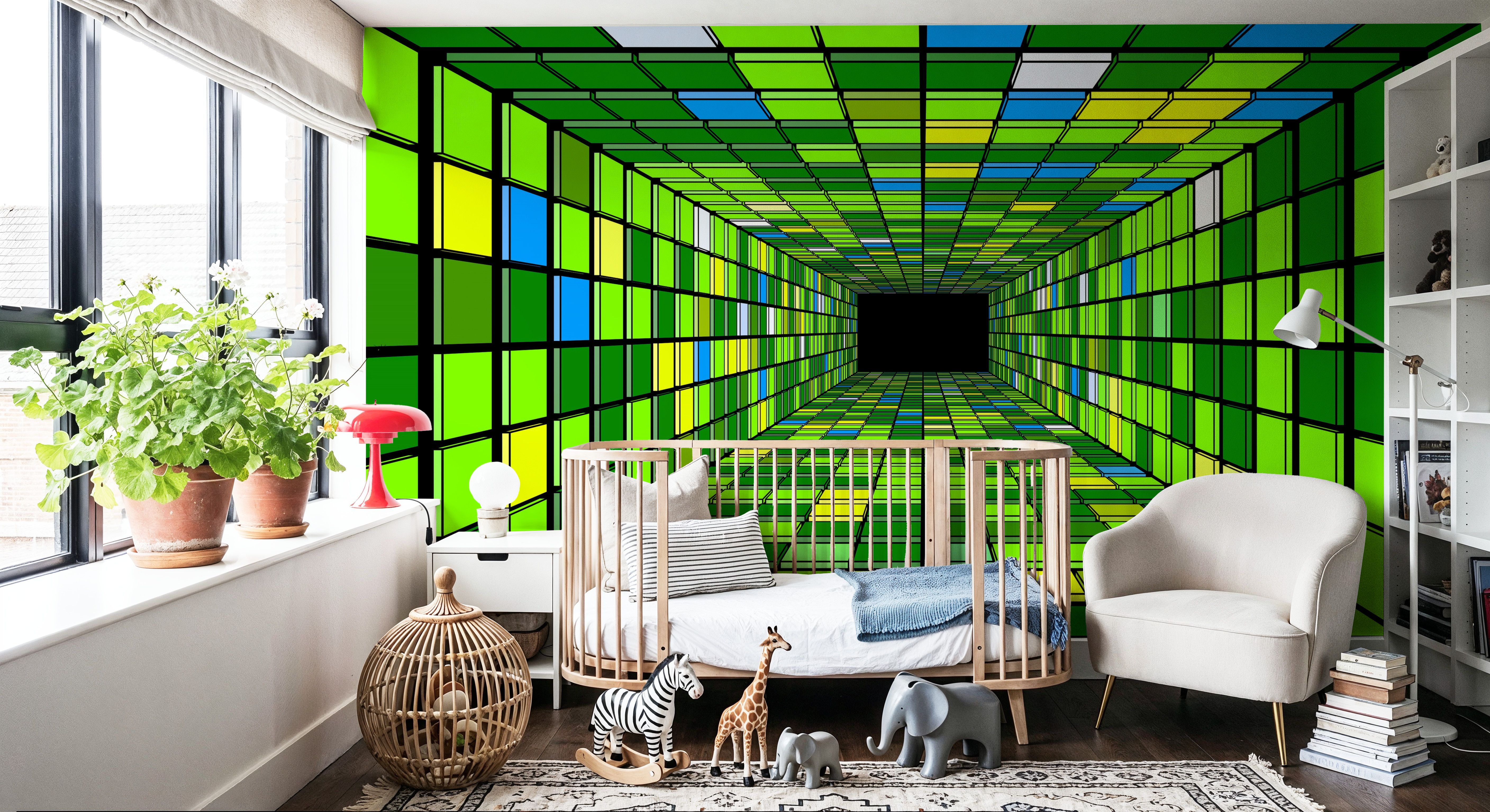 Retro Game Tunnel, Vibrant Green