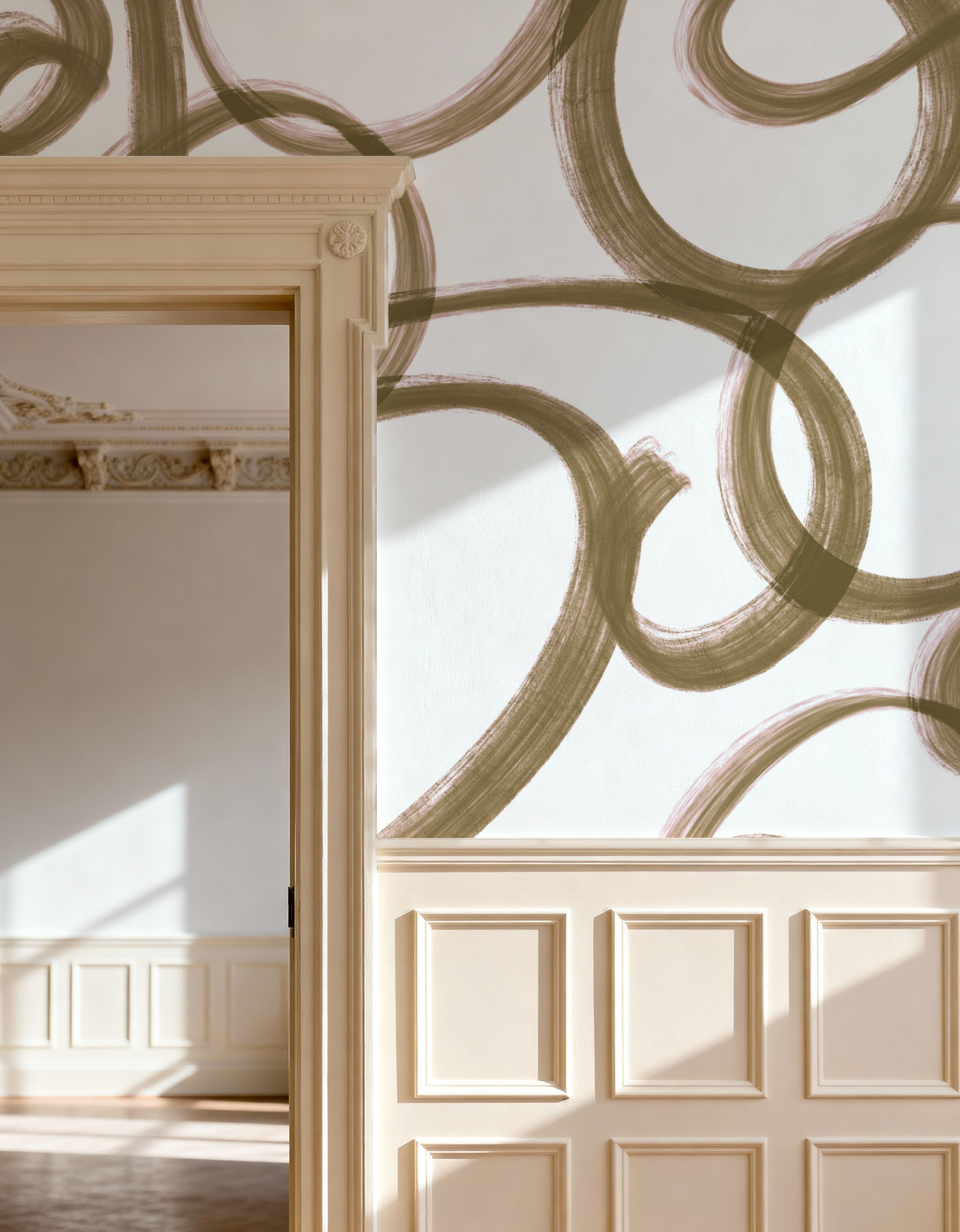 Curly Brush Lines, Beige