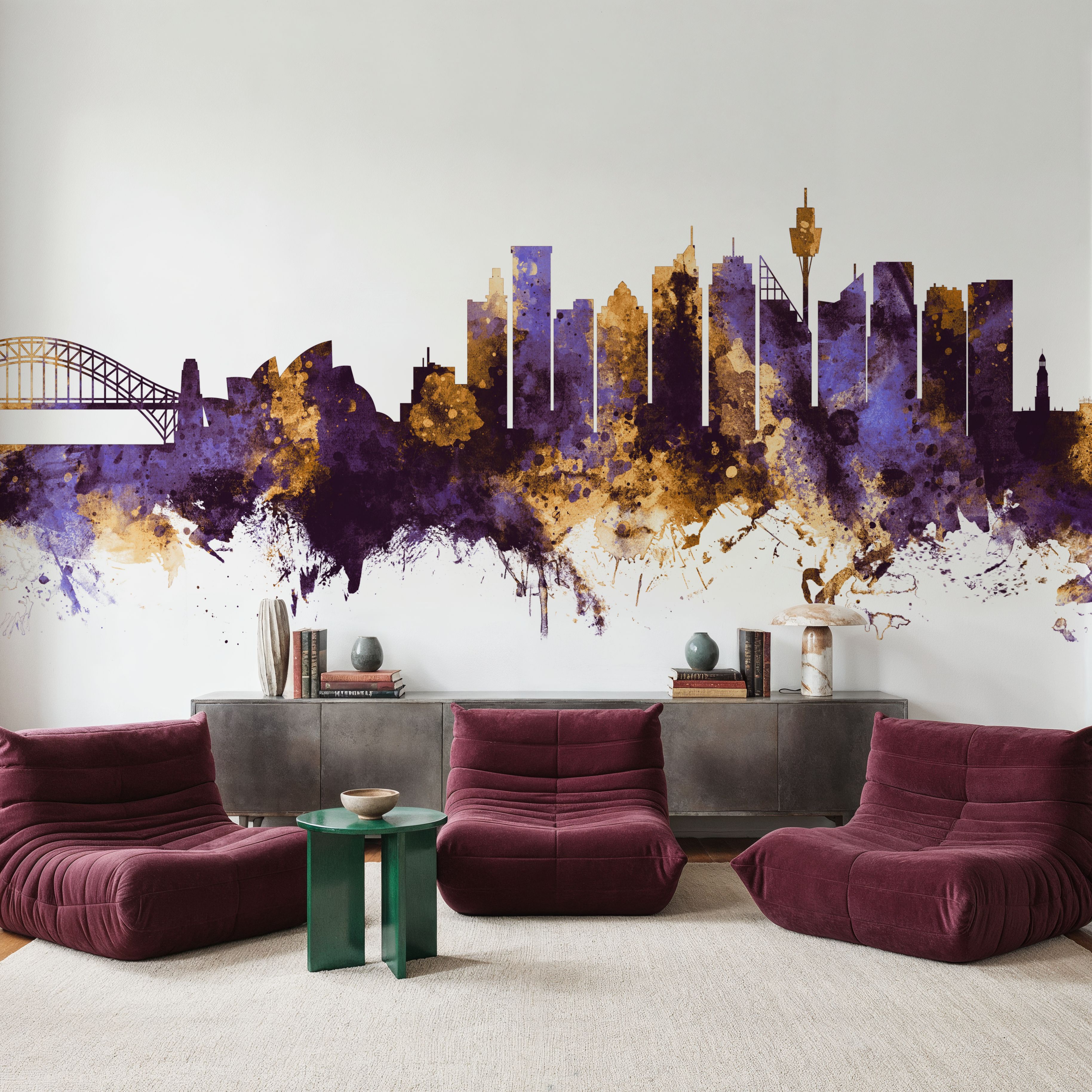Sydney Australia Skyline Purple & Gold