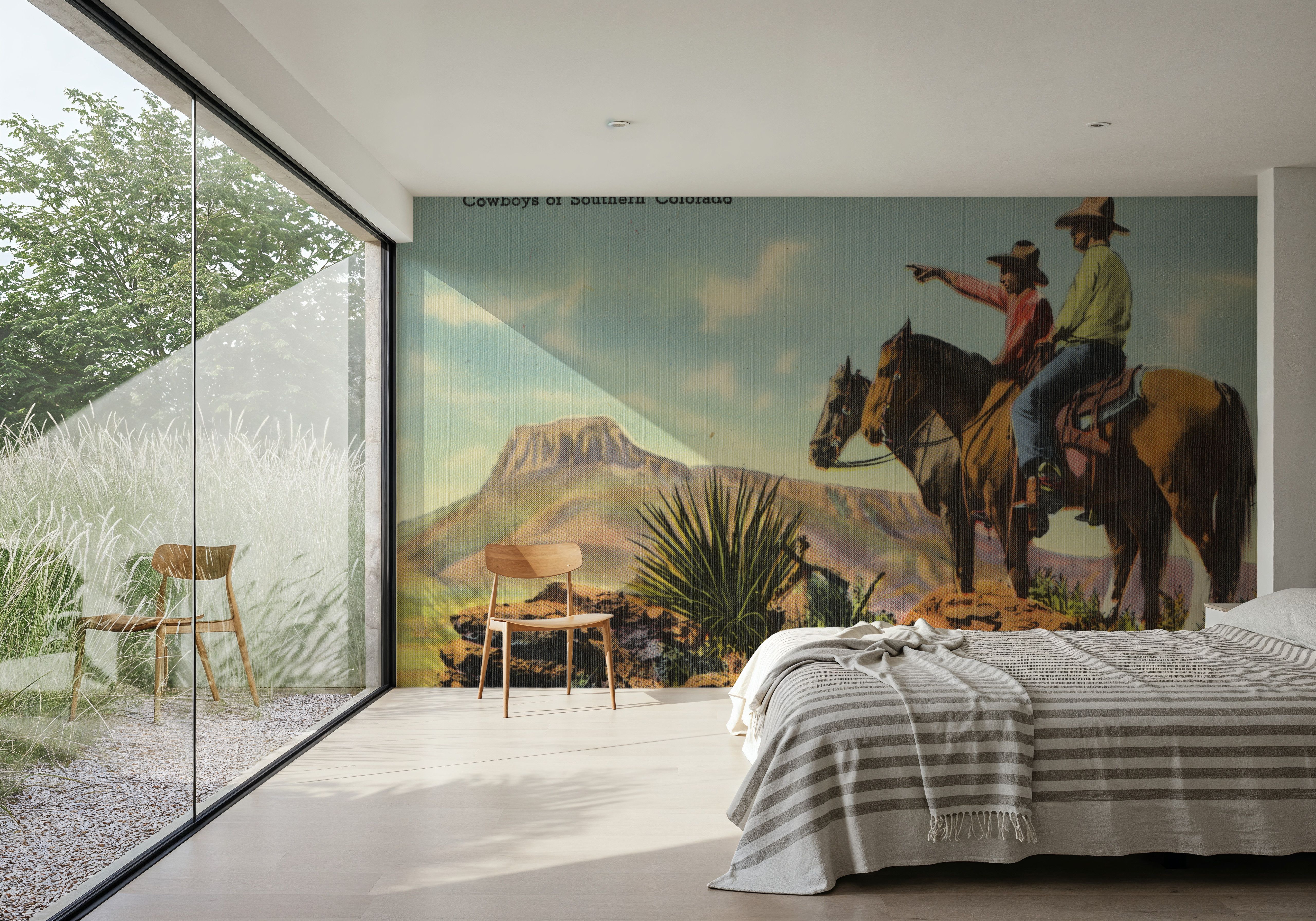 Greetings from Colorado Cowboys - Screenprint Postcard, Wallpaper