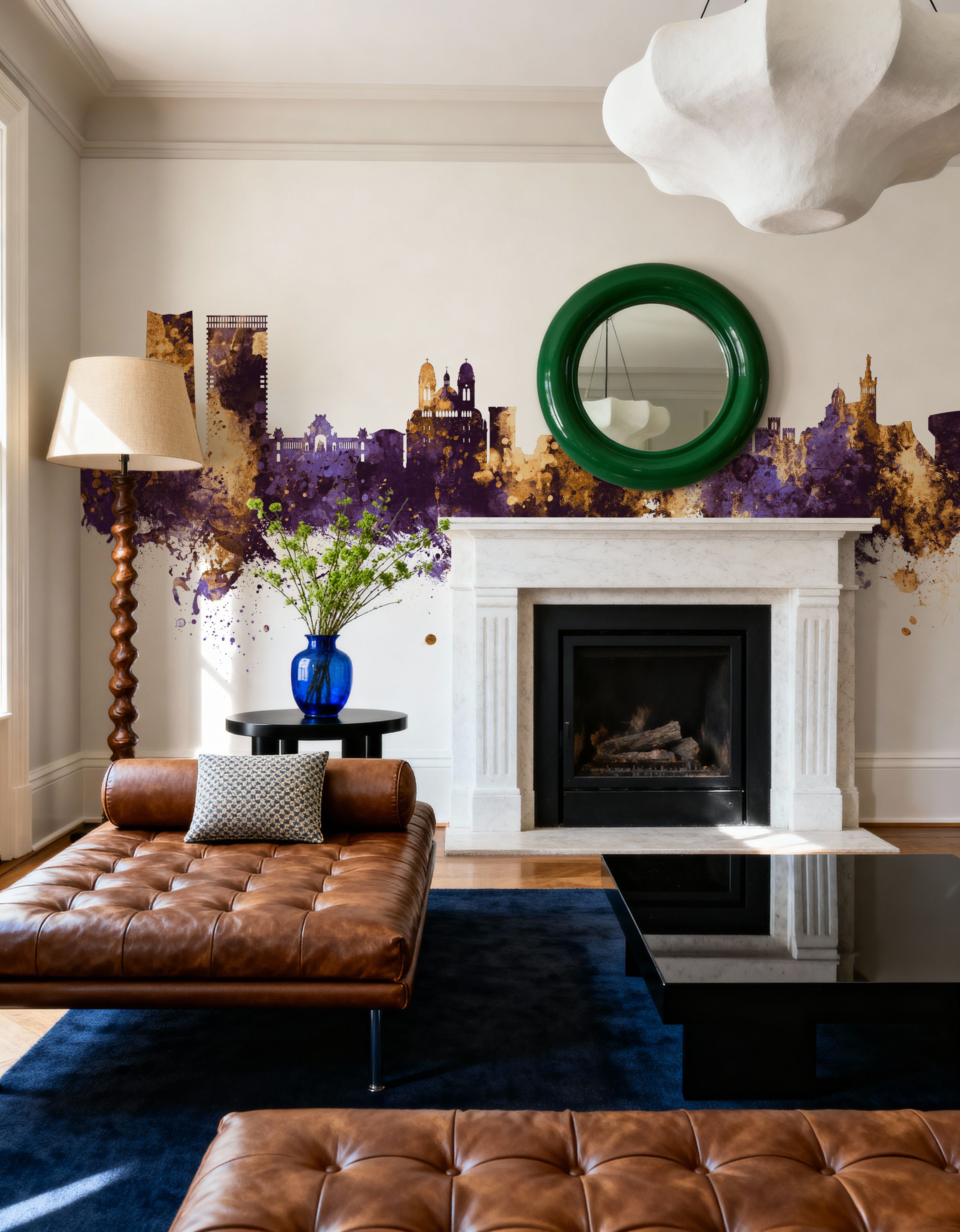 Marseille France Skyline Purple & Gold