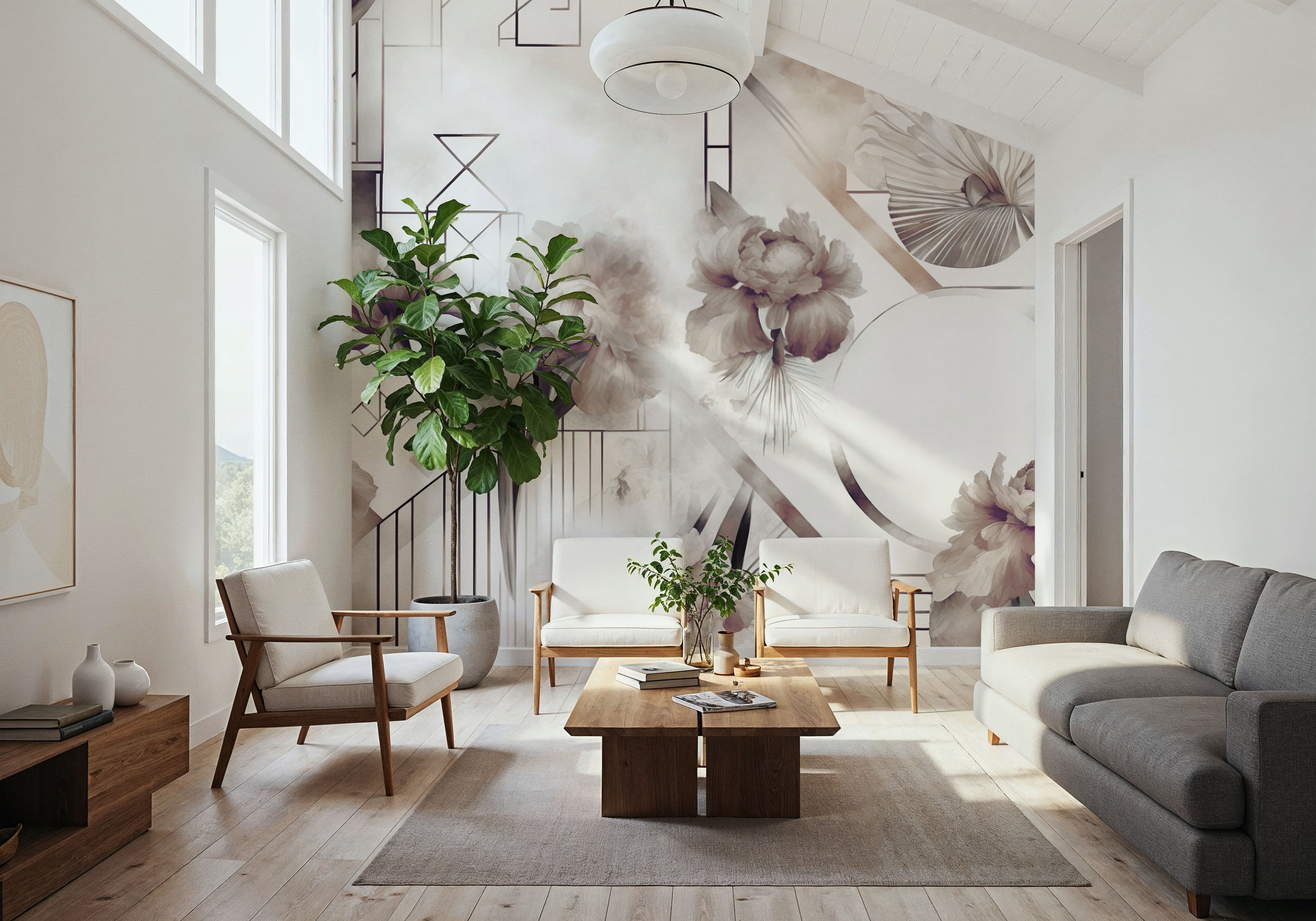 Watercolor Geometry Brown