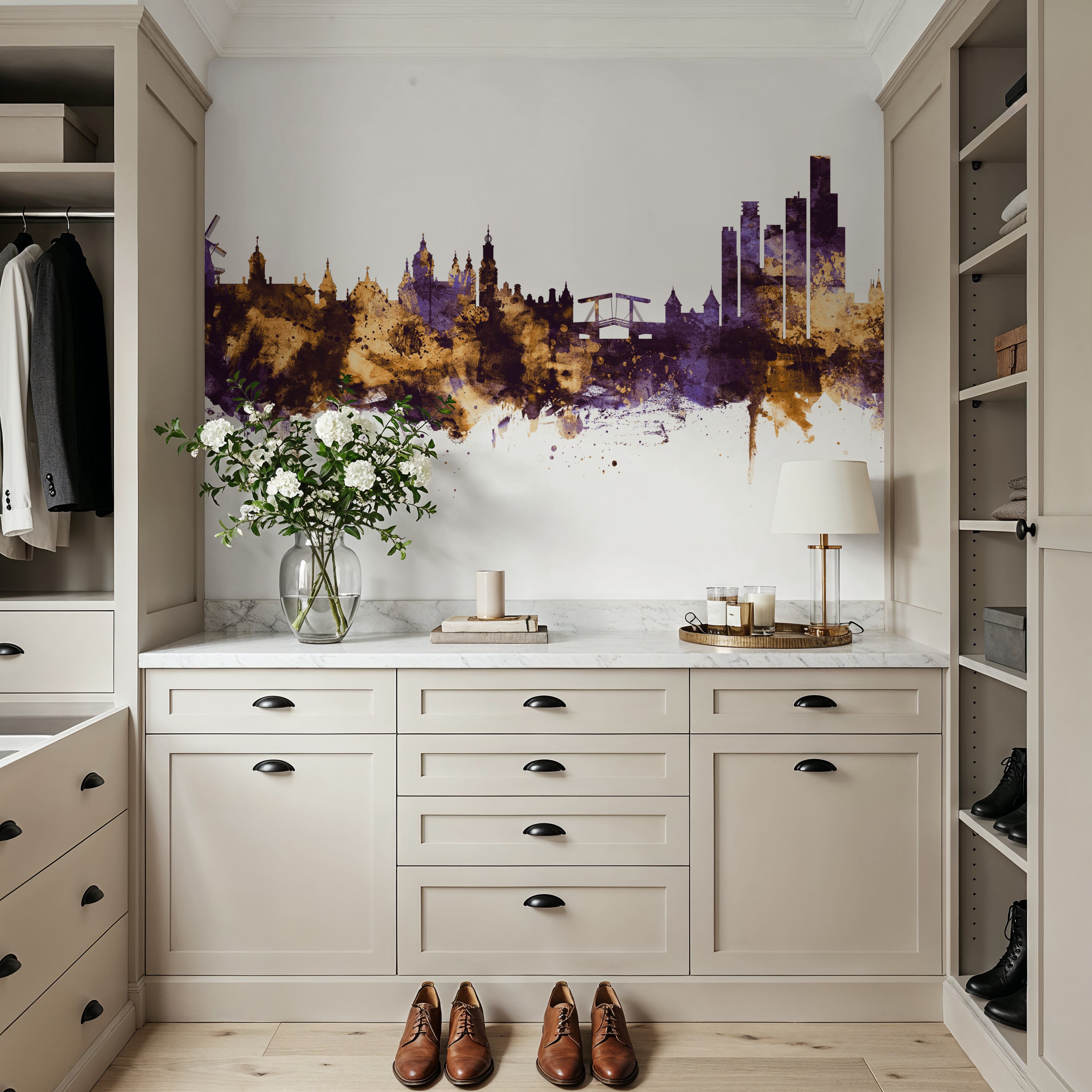 Amsterdam Skyline Purple & Gold