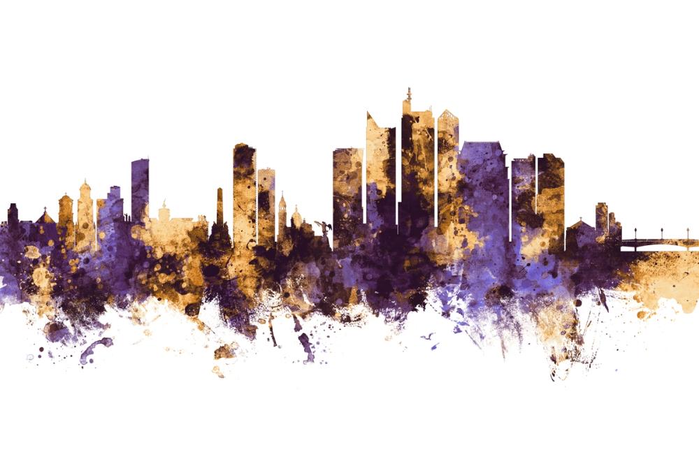Manila Philippines Skyline Purple & Gold