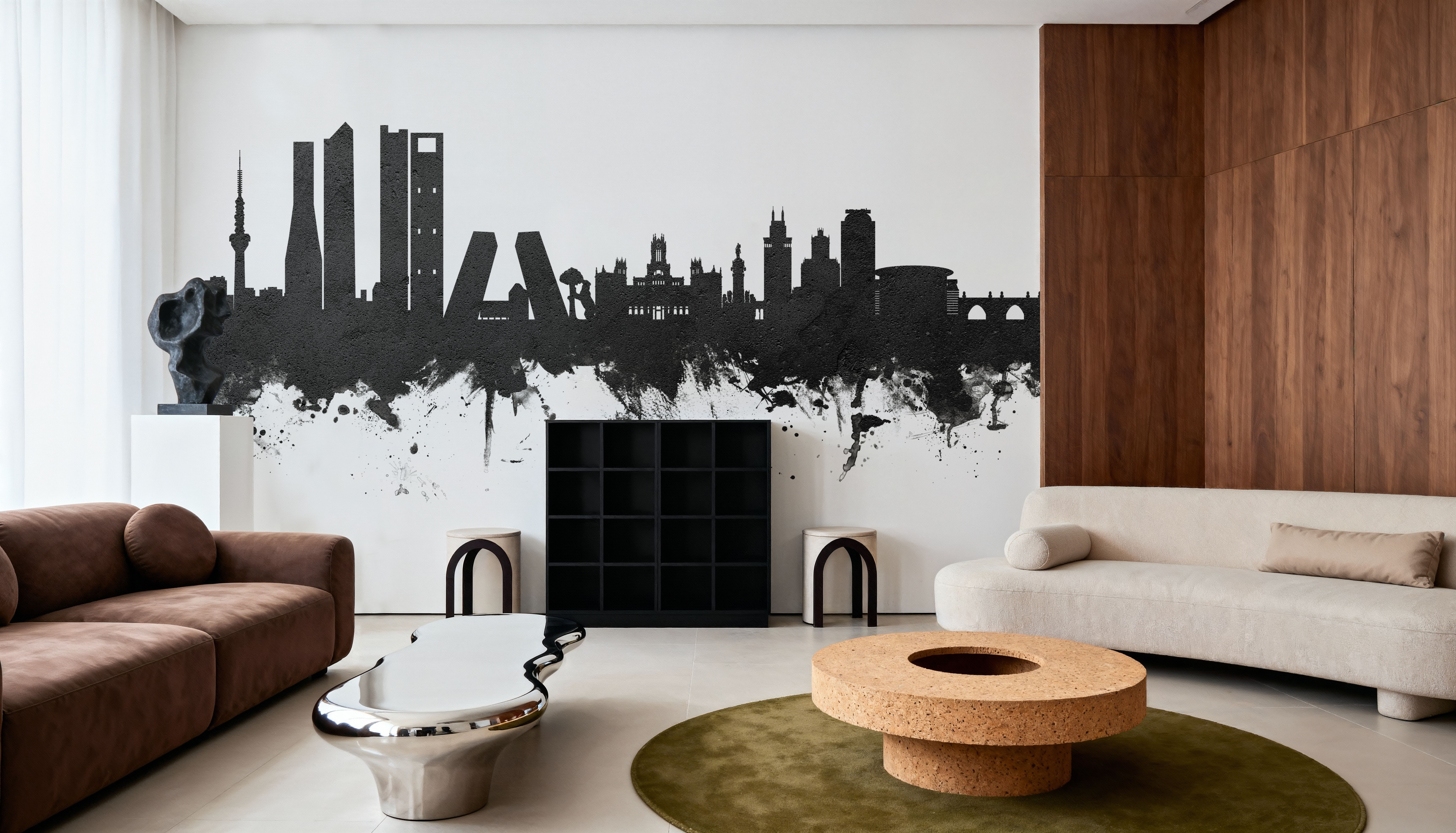 Madrid Skyline Black & White