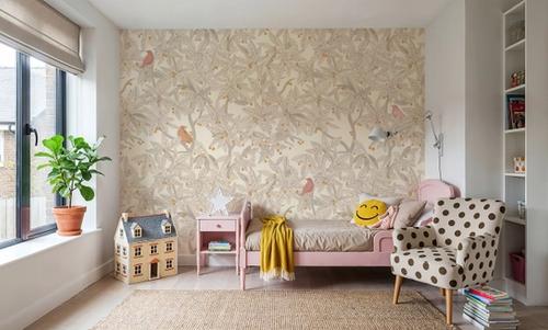 Cherry Tree Birds, Beige