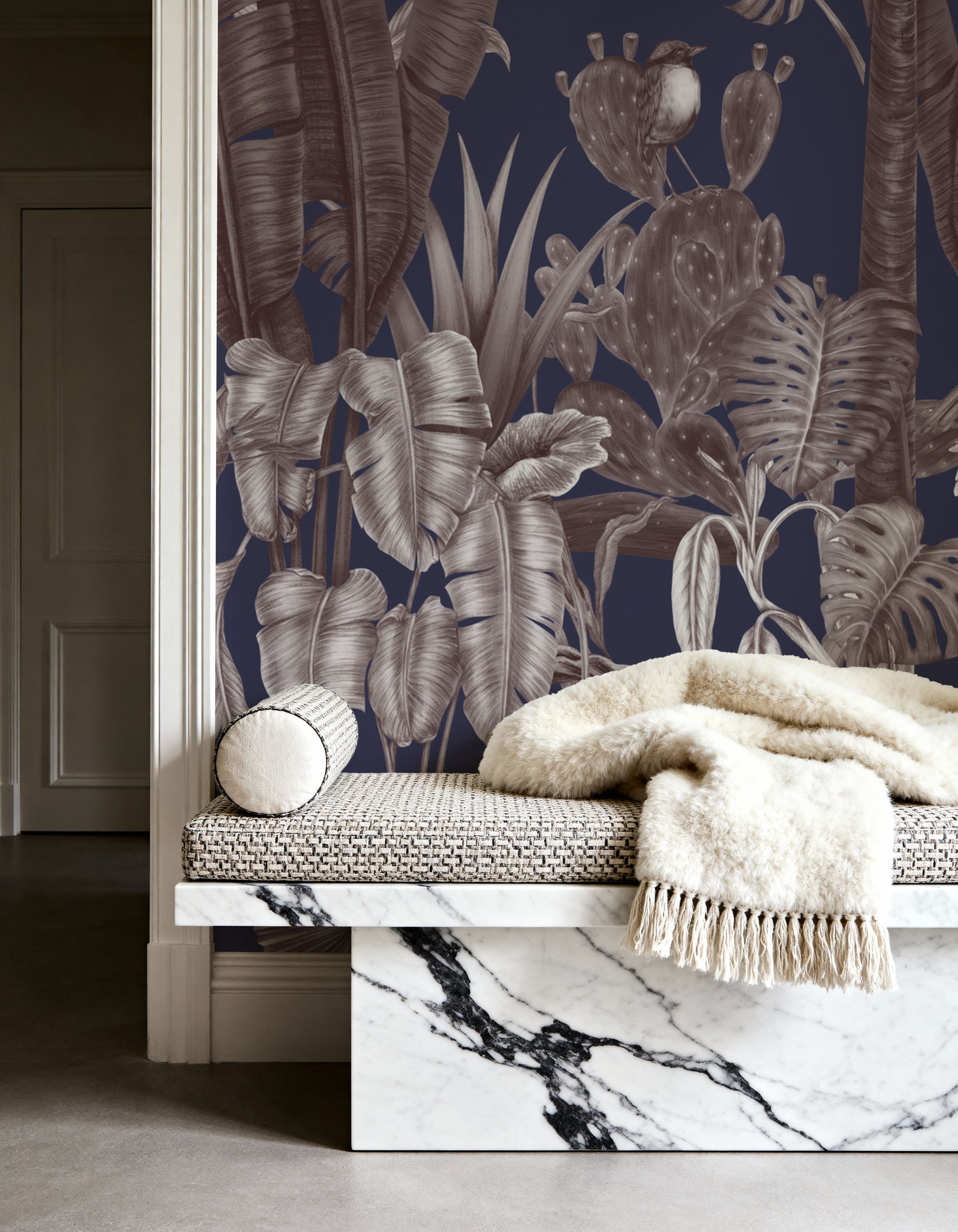 Tropical Wonderland, Eggplant, Wallpaper