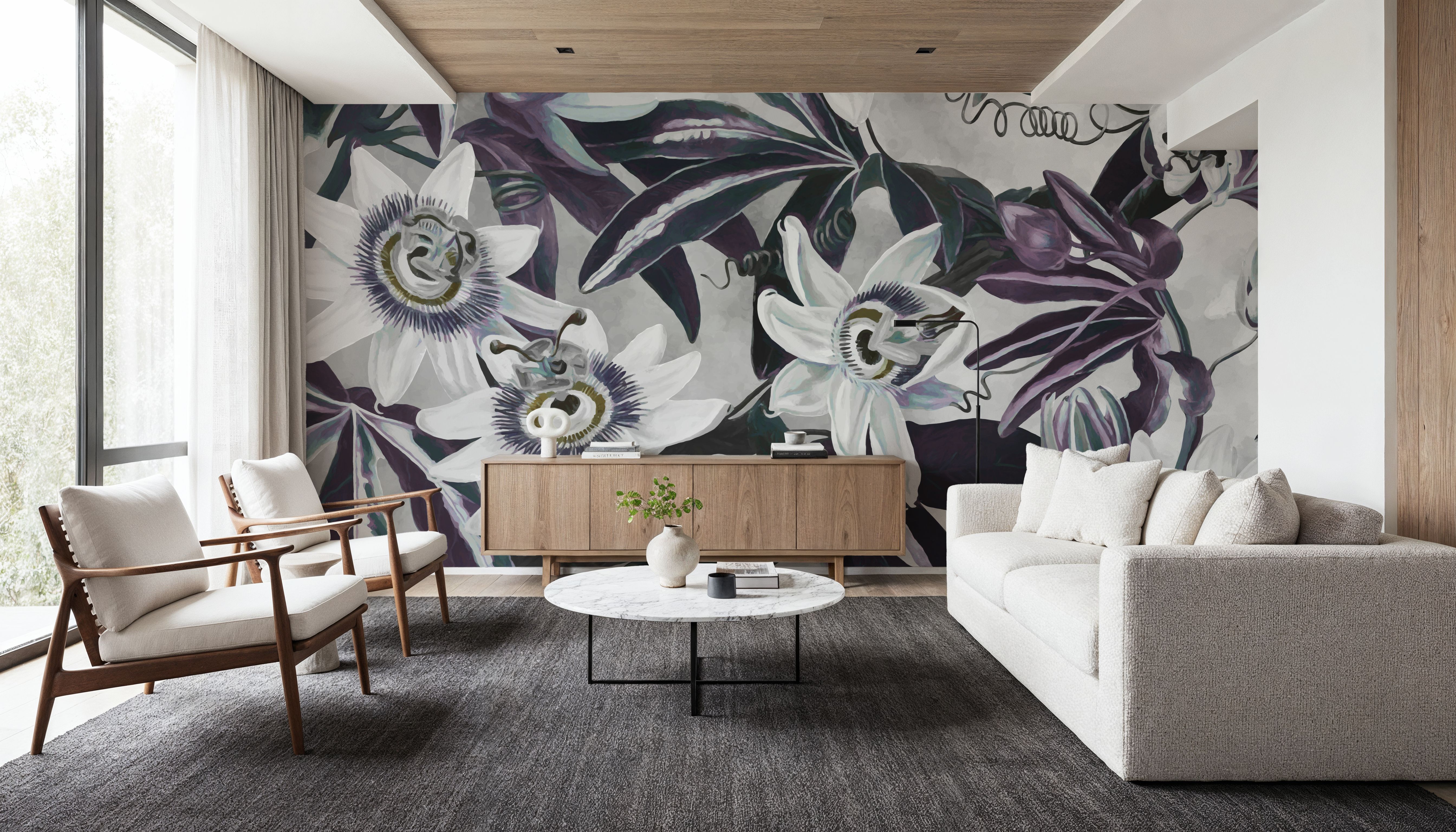 White Passiflora Muted Green