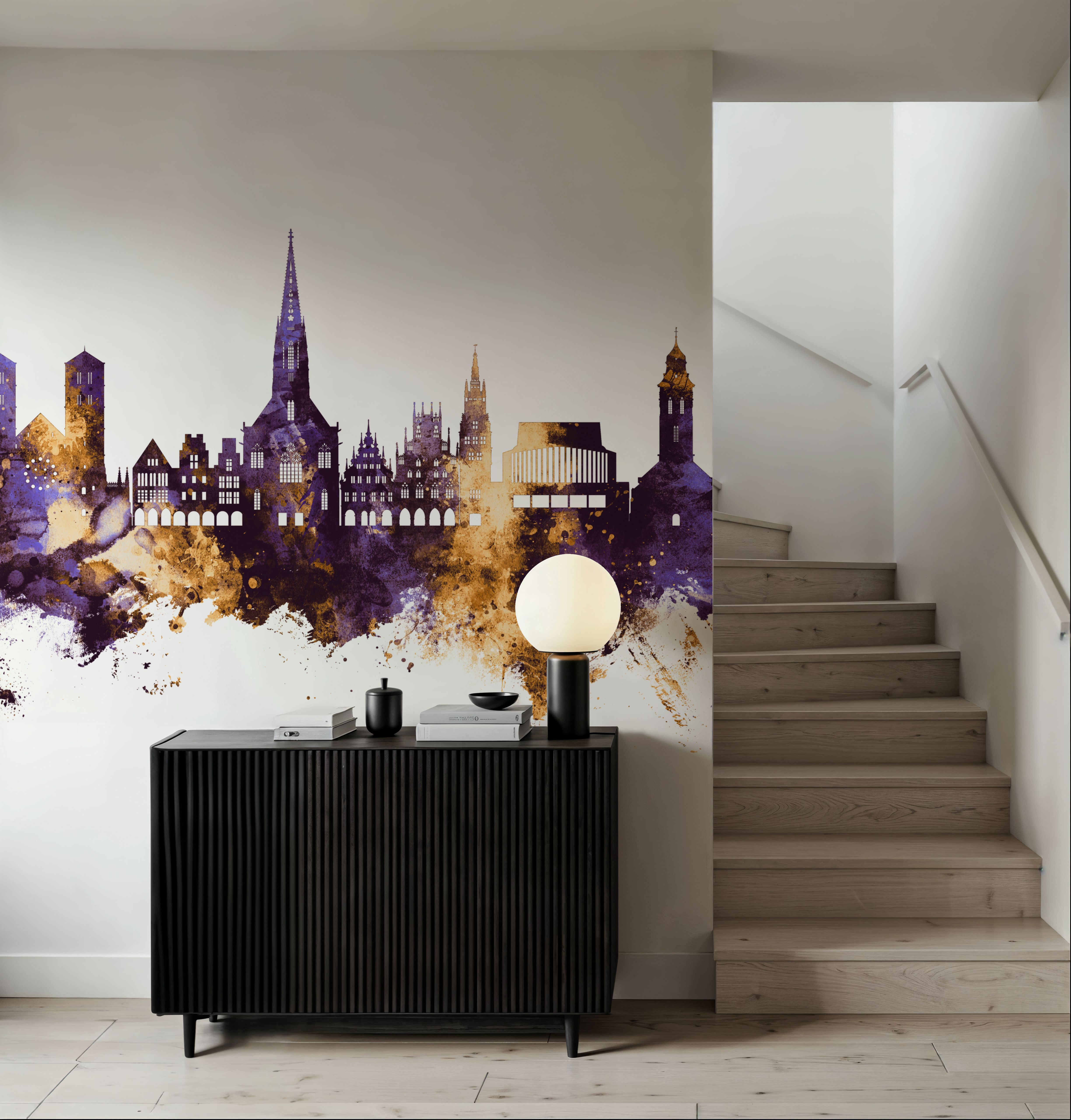 Münster Germany Skyline Purple & Gold