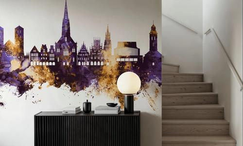 Münster Germany Skyline Purple & Gold