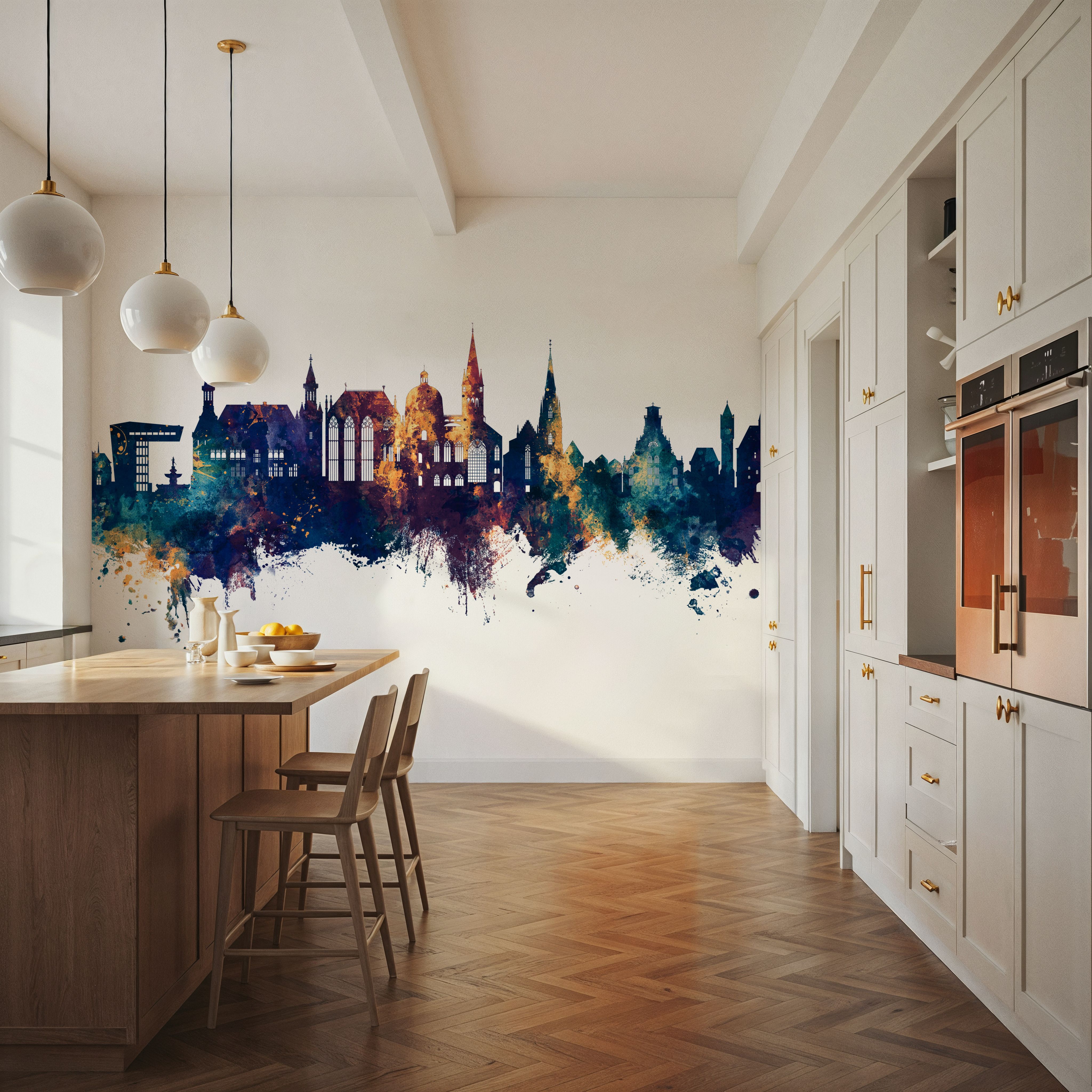 Aachen Germany Skyline Blue & Bronze