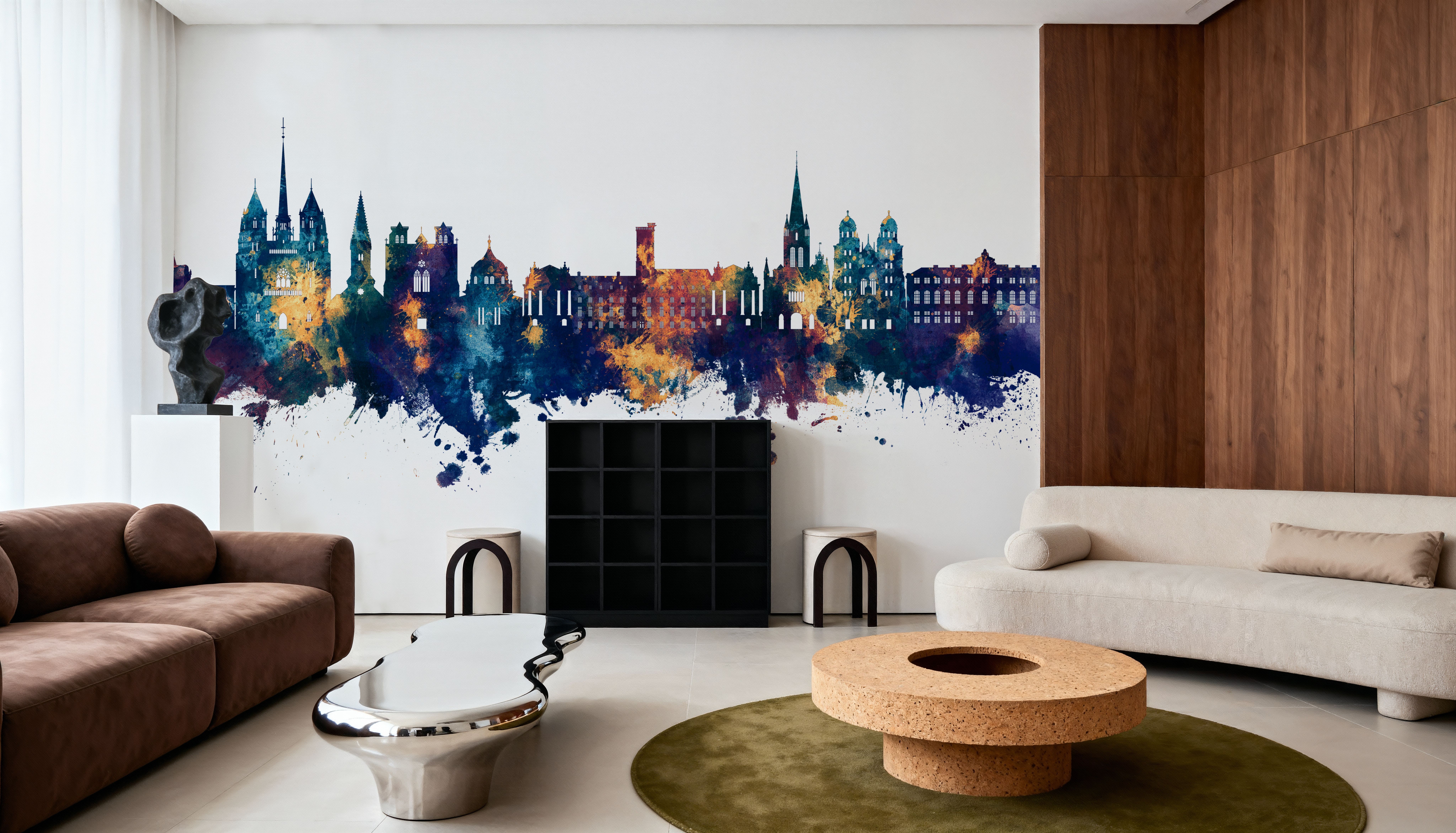 Dijon France Skyline Blue & Bronze, Behang