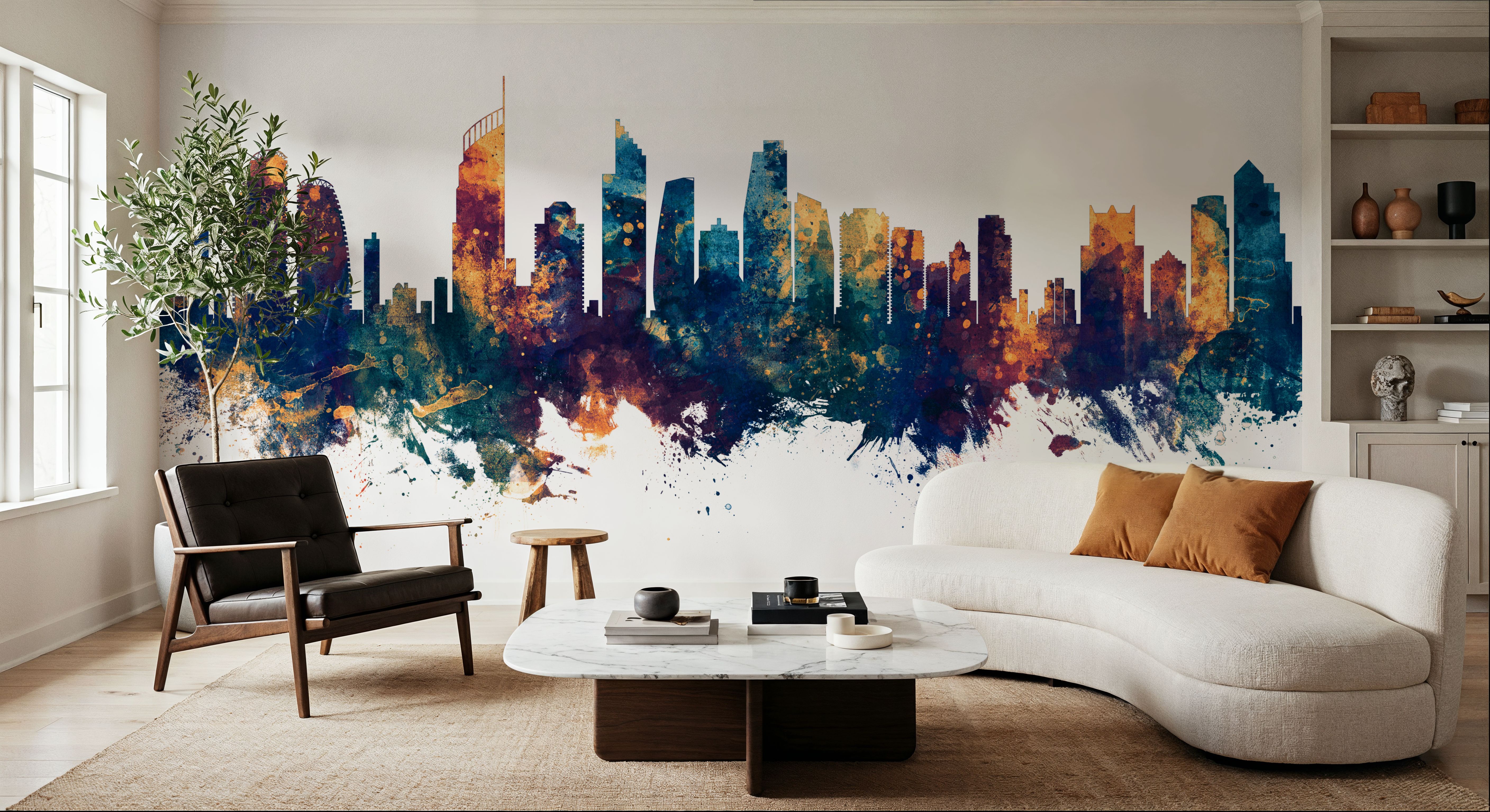 Gold Coast Australia Skyline Blue & Bronze, Wallpaper