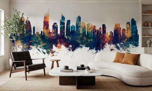 Gold Coast Australia Skyline Blue & Bronze