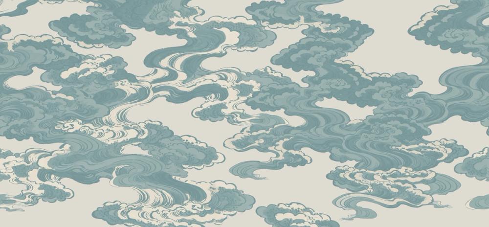 Ukiyo-e Clouds, Soft Teal