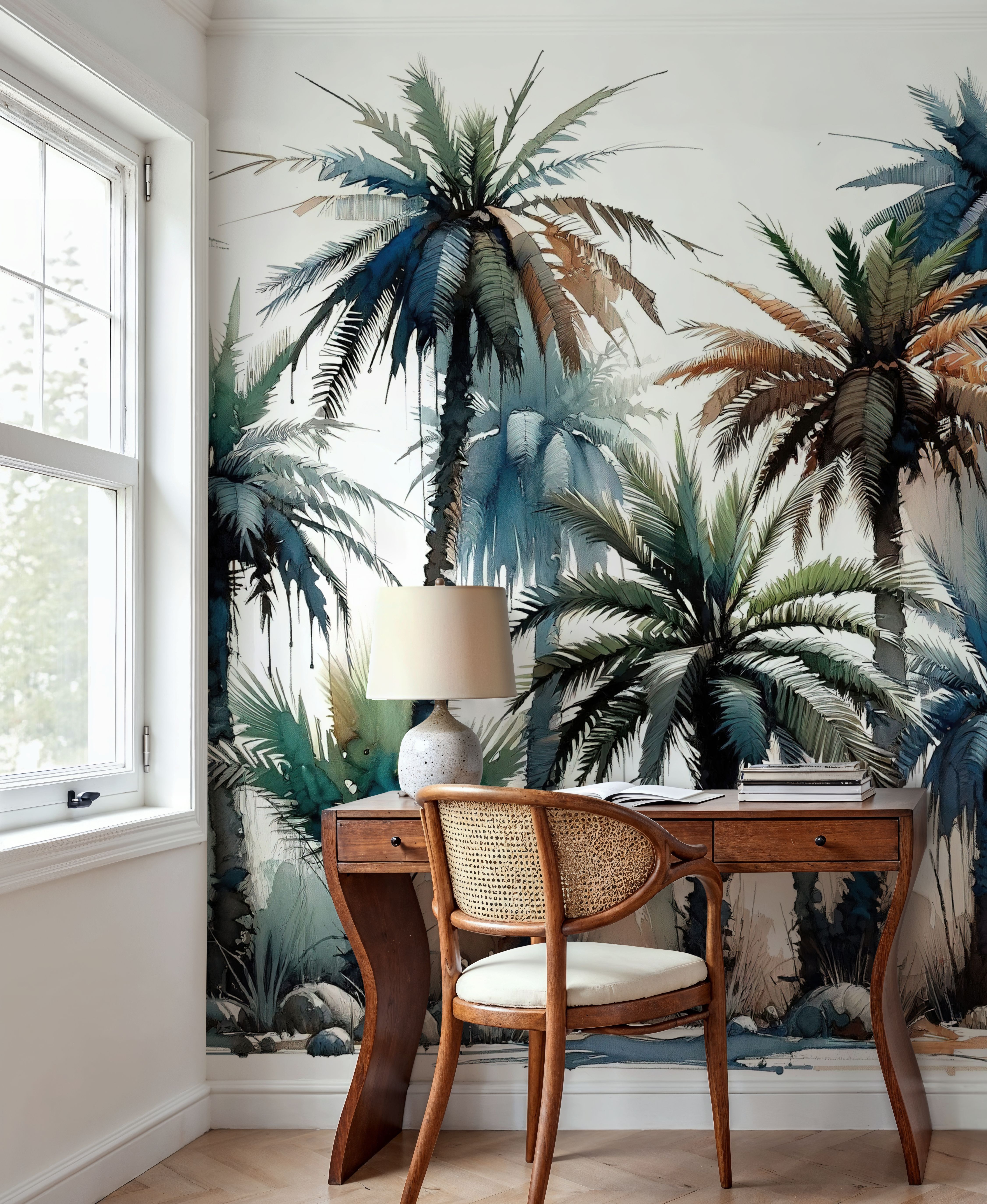 Vibrant Palm Trees in Watercolor
