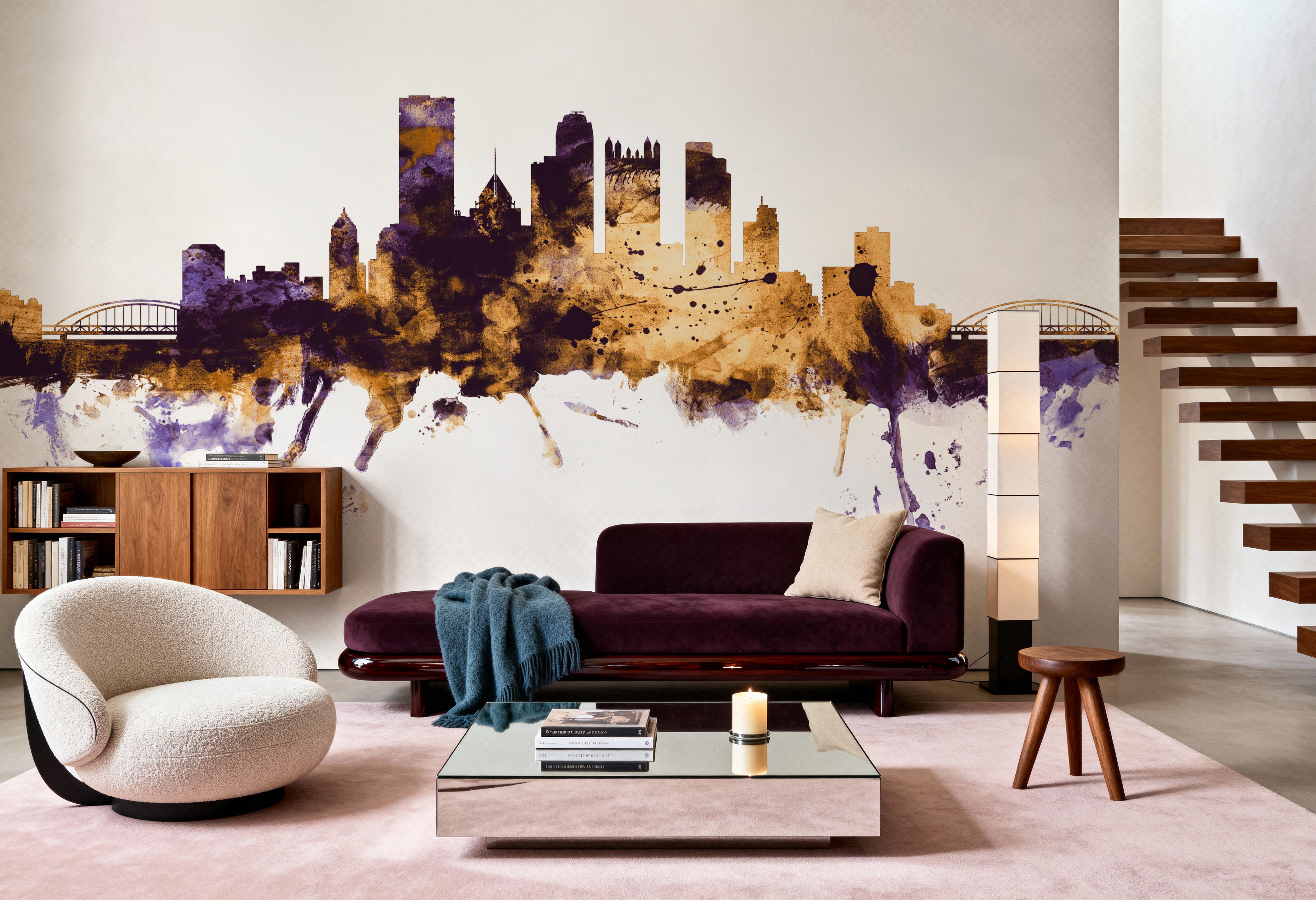 Pittsburg Pennsylvania Skyline Purple & Gold