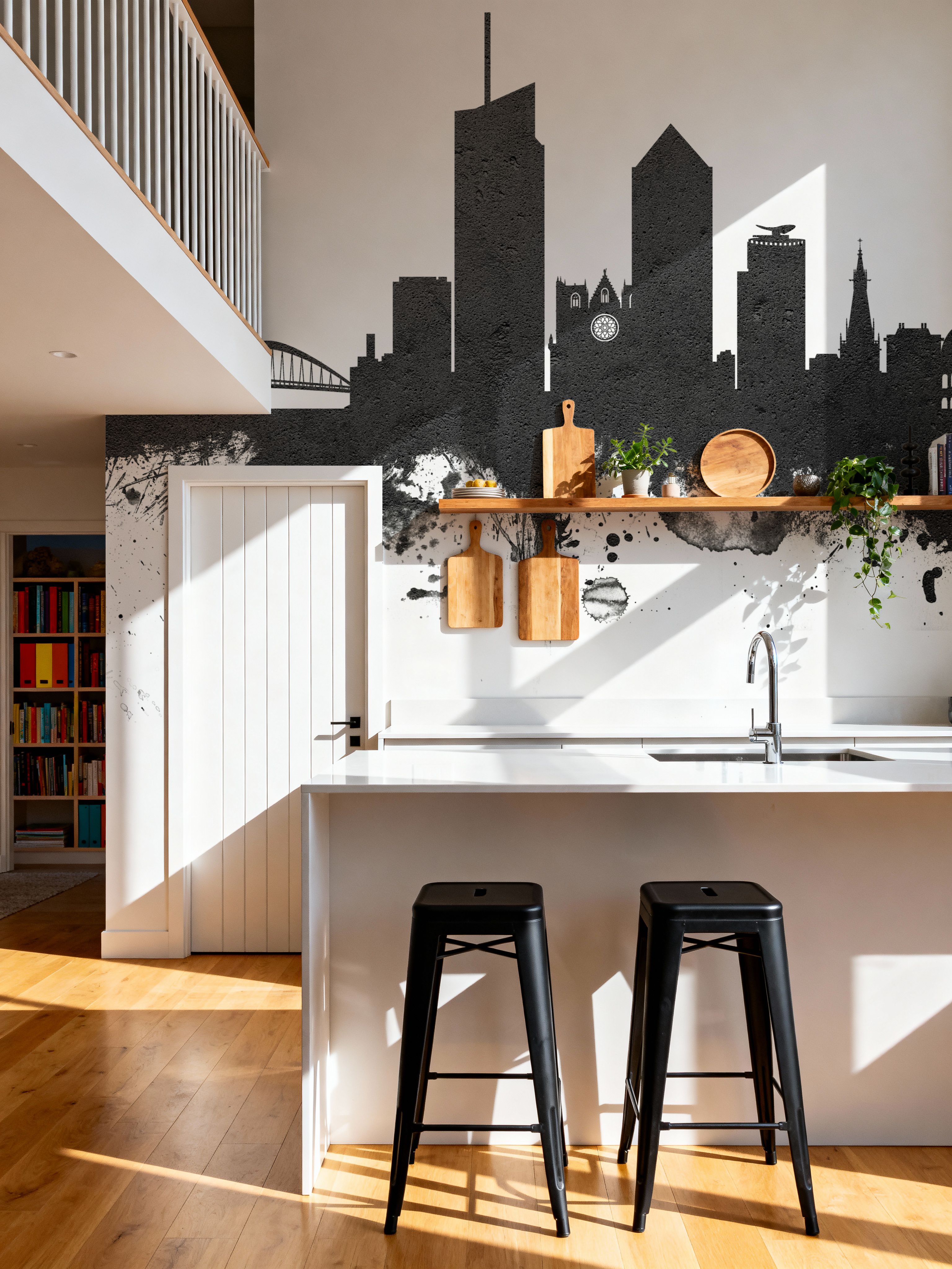 Lyon France Skyline Black & White