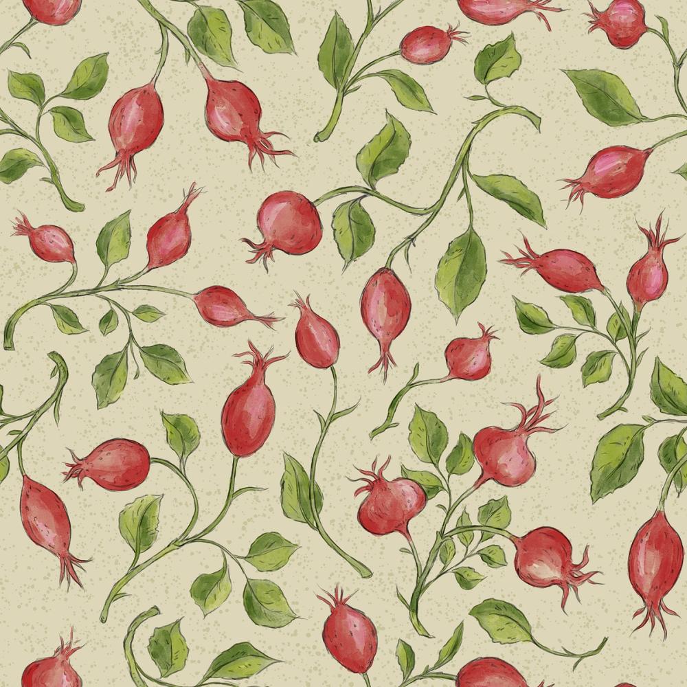Rosehips, Coral on Cream
