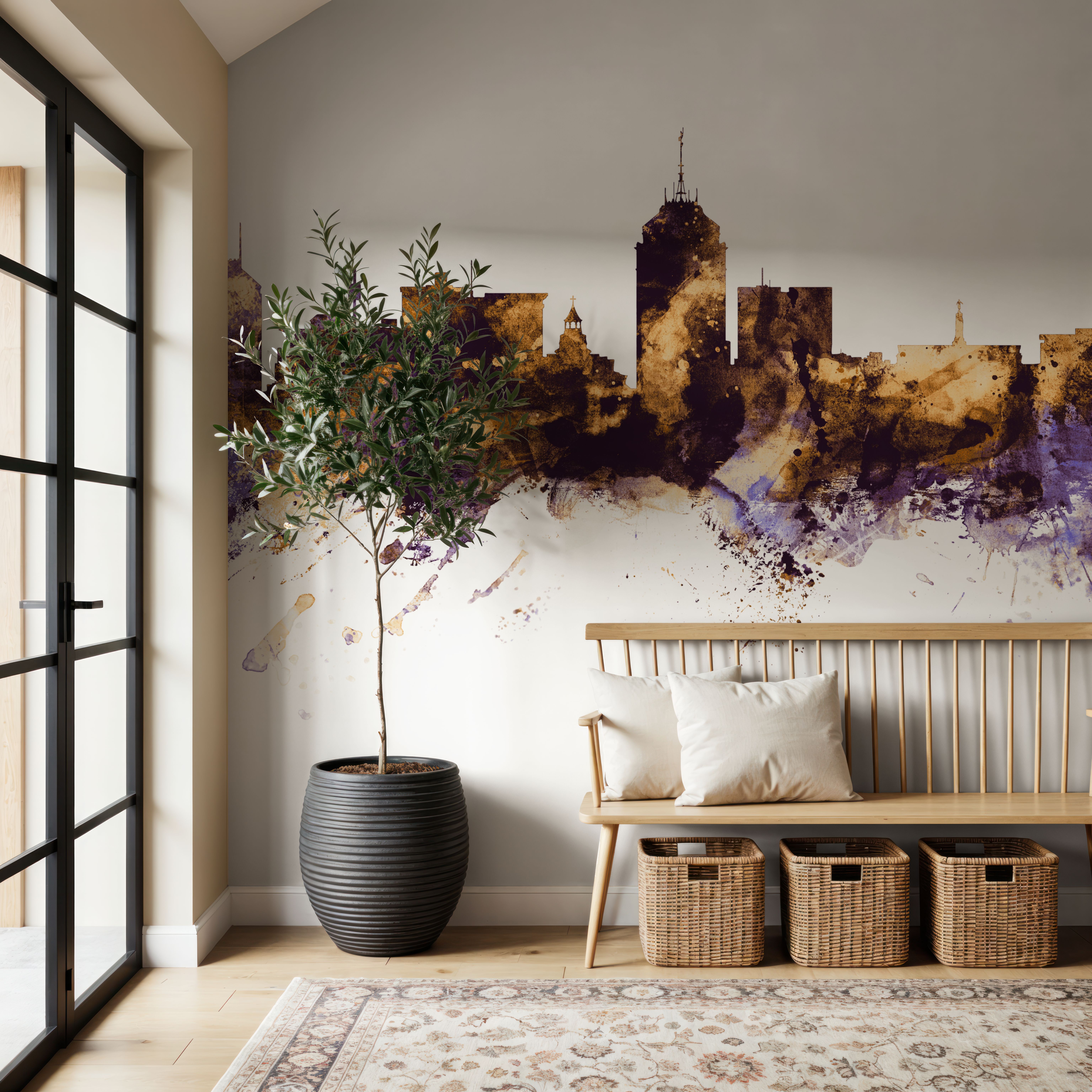 Fresno California Skyline Purple & Gold