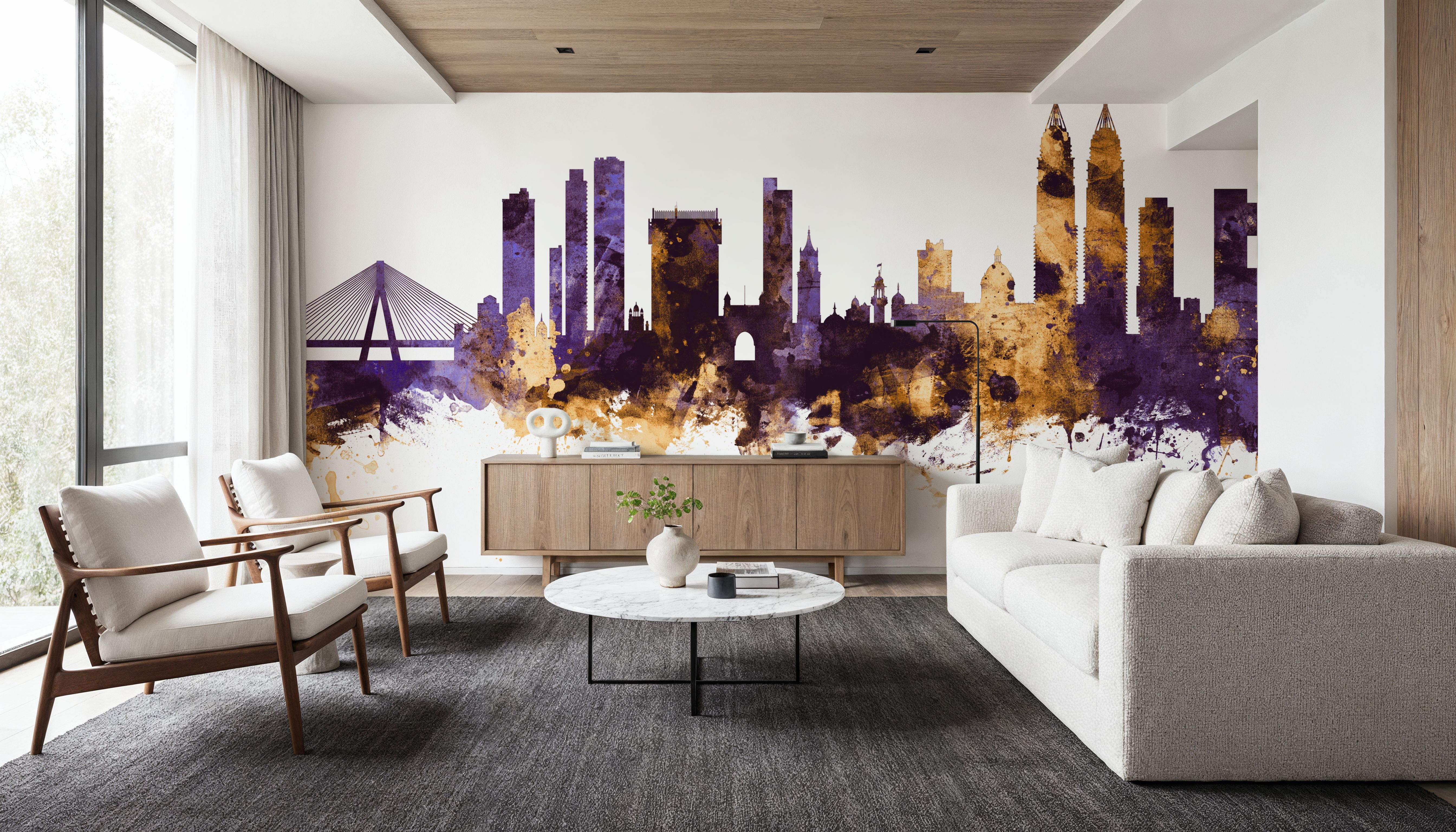 Mumbai Skyline India Bombay Purple & Gold