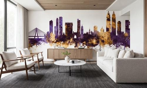 Mumbai Skyline India Bombay Purple & Gold