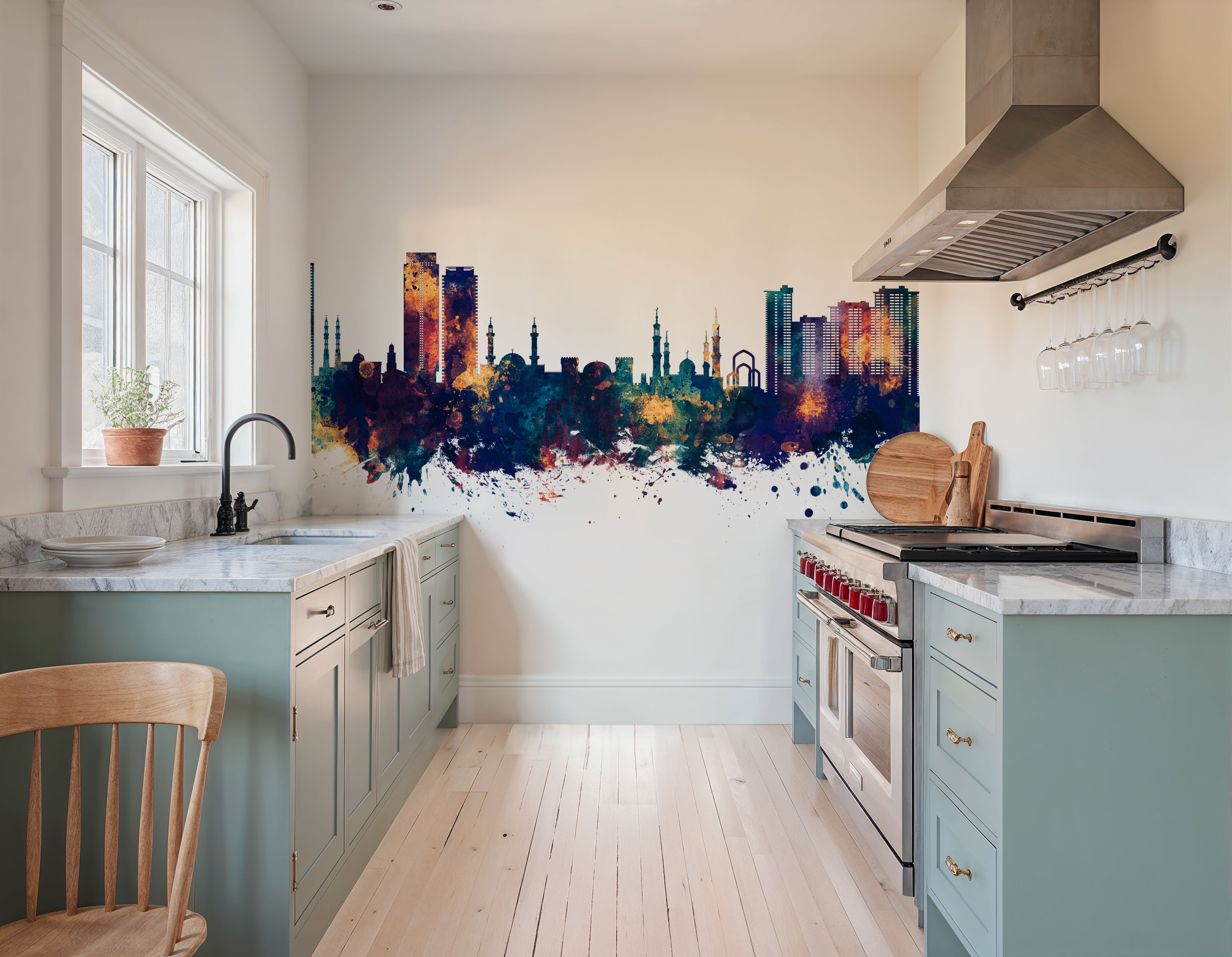 Ajman Skyline Blue & Bronze