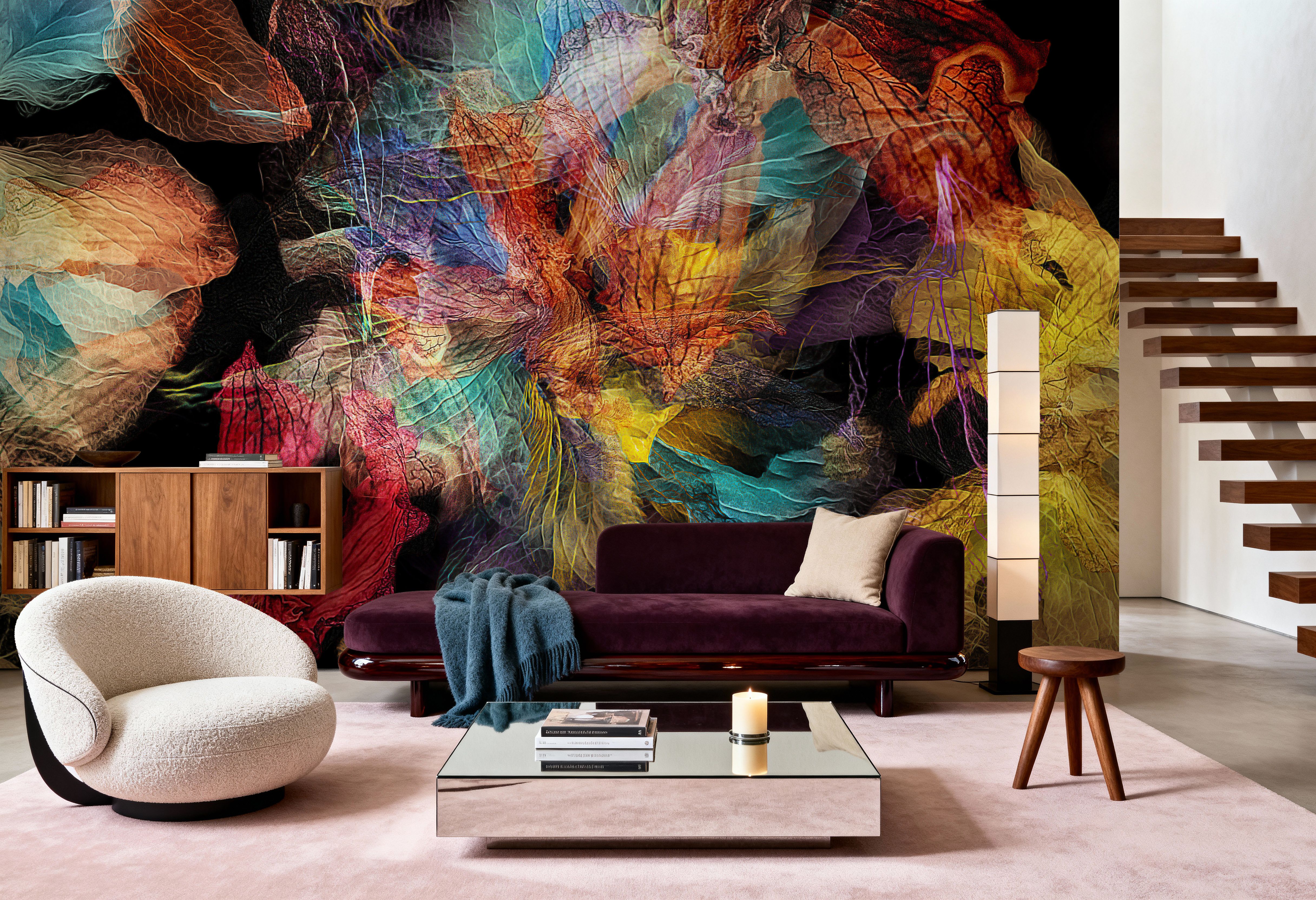 Wall Mural - Garden of a Summer Night - Abstract Floral mural wallpaper - Bedroom - Wallism US - Premium, Textured or Peel & Stick