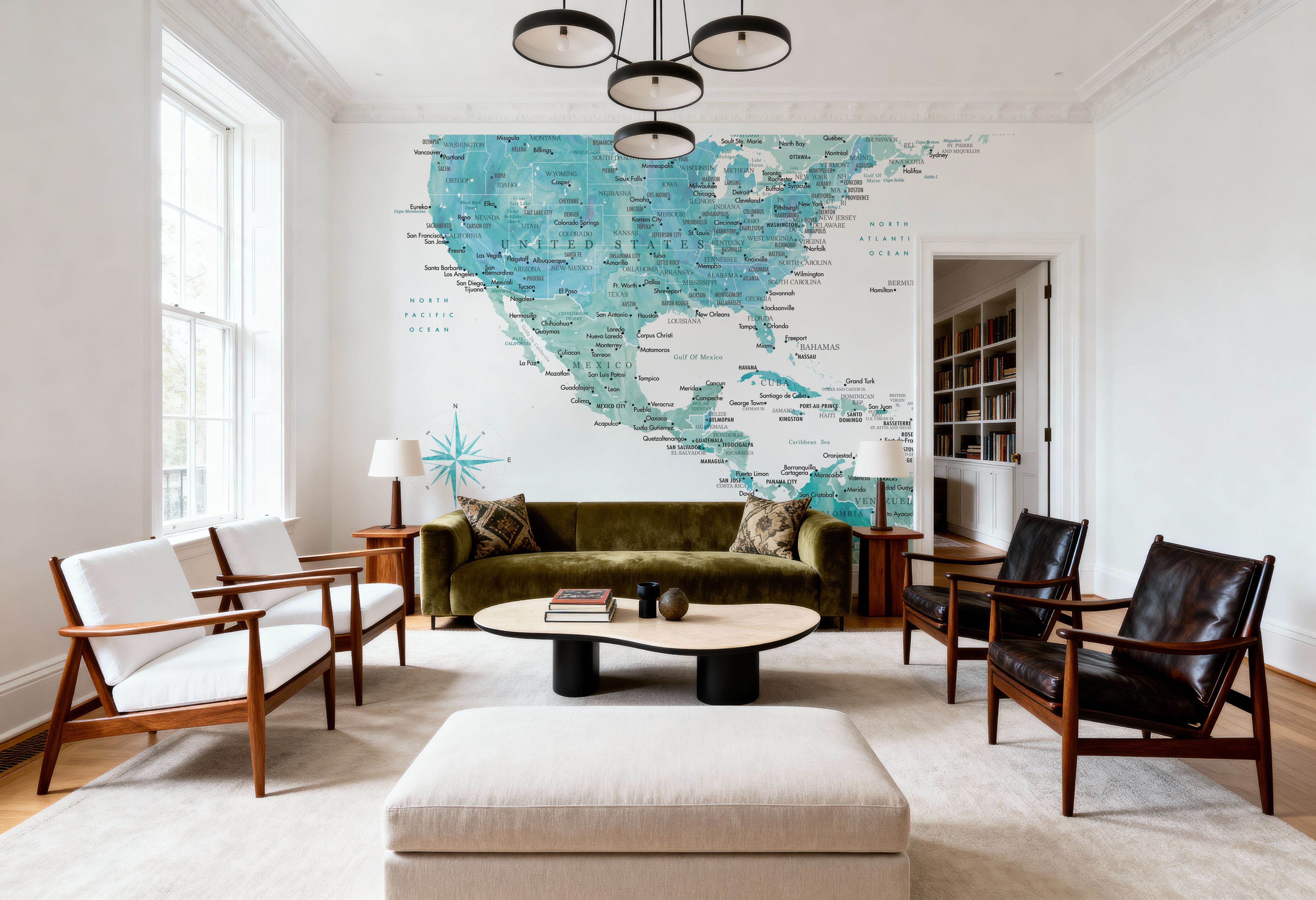 US Mexico Caribbean Map - Aquamar