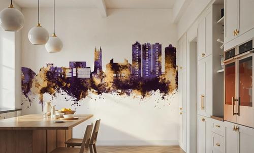 Scunthorpe England Skyline Purple & Gold