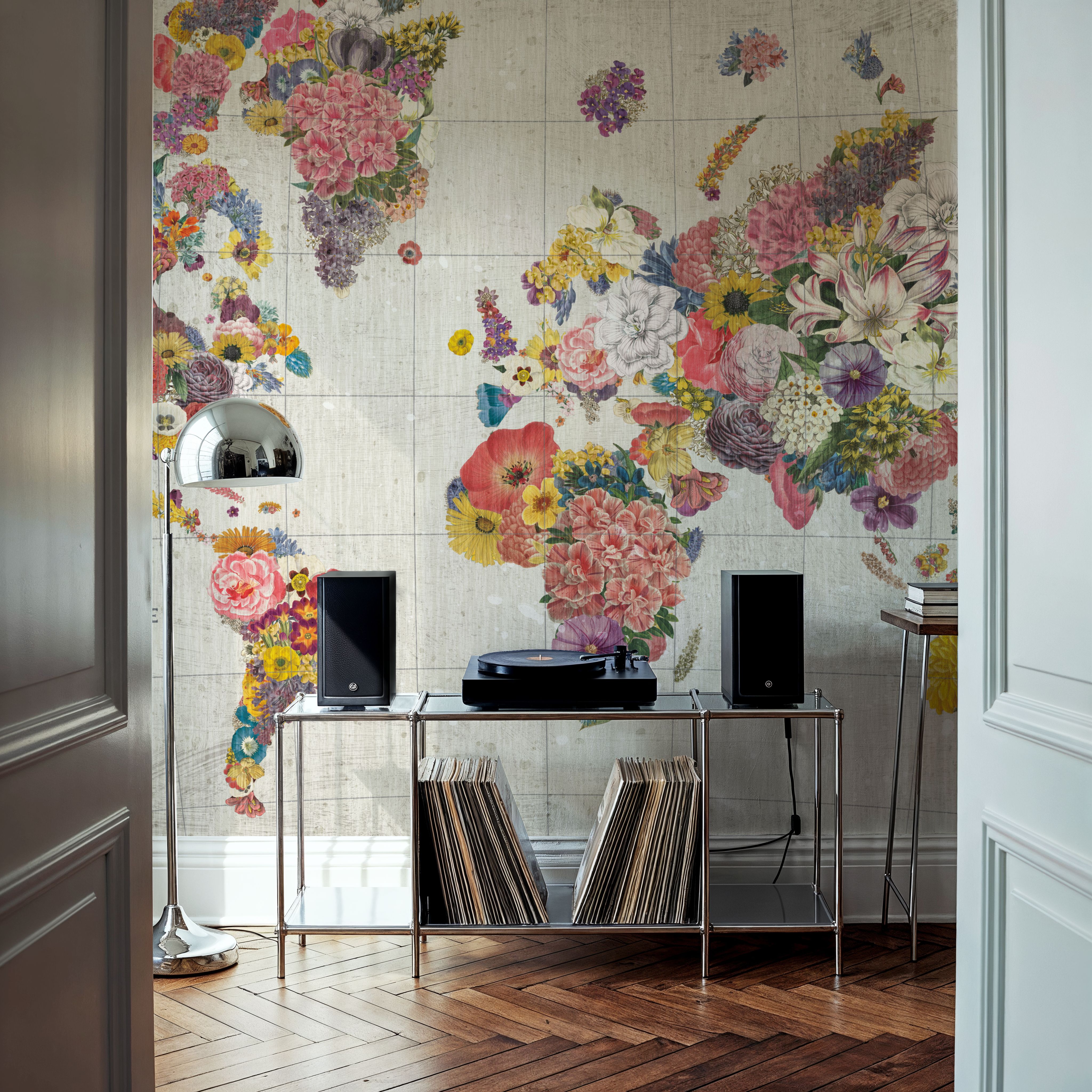 Botanical Floral Map Gray No Words