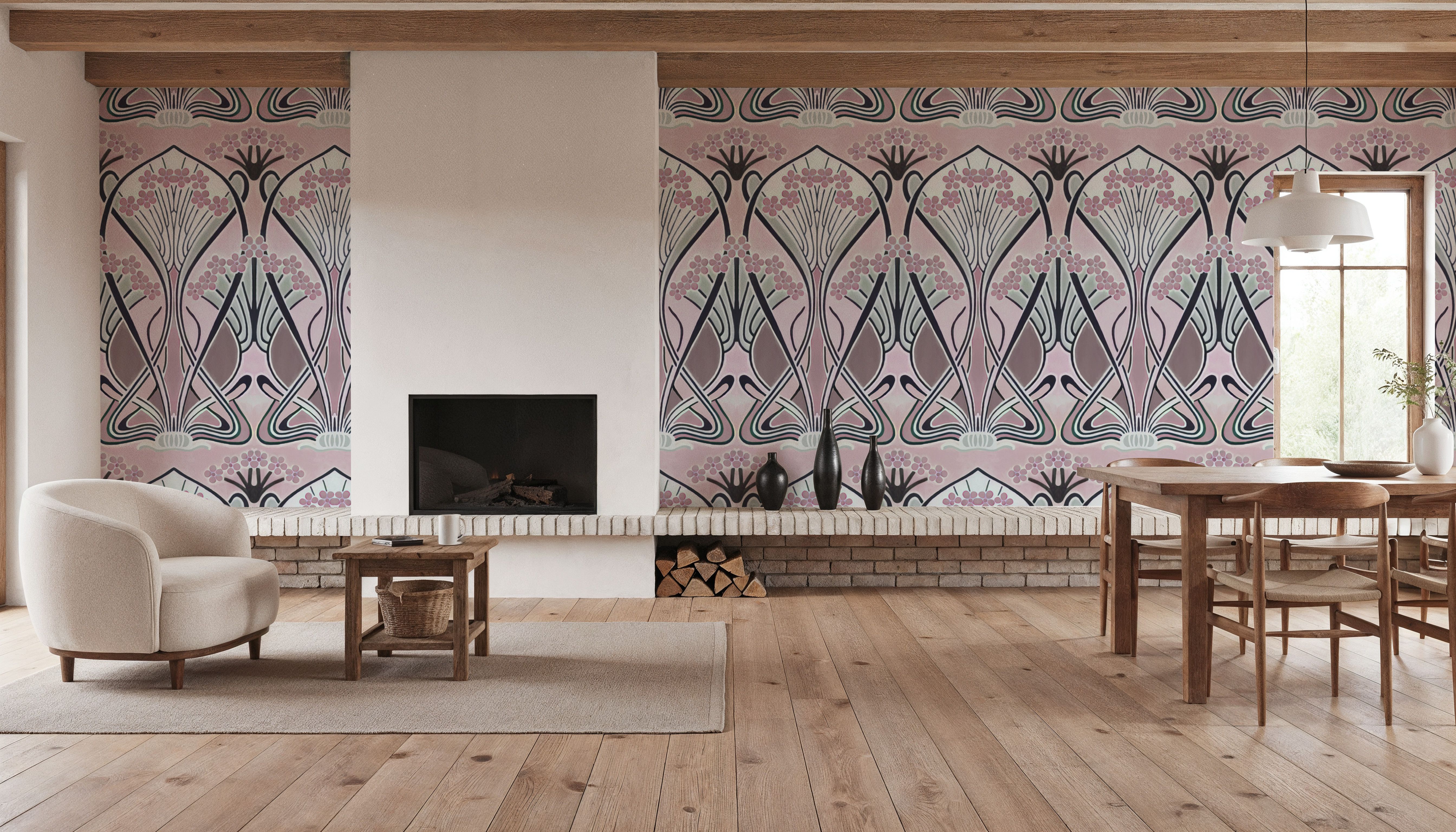 Floral Art Deco Aura, Petal Pink