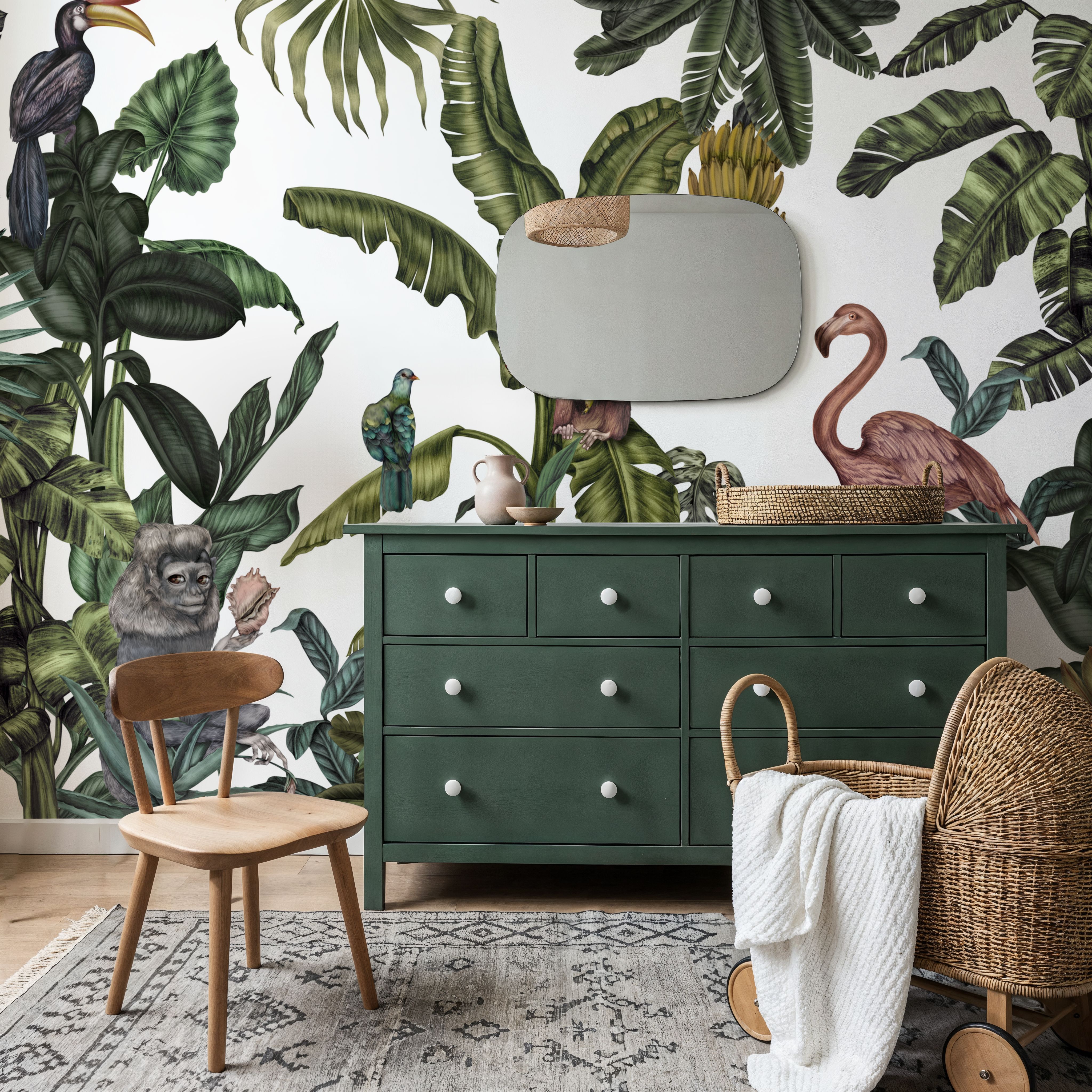 Monkeys With Birds, White
