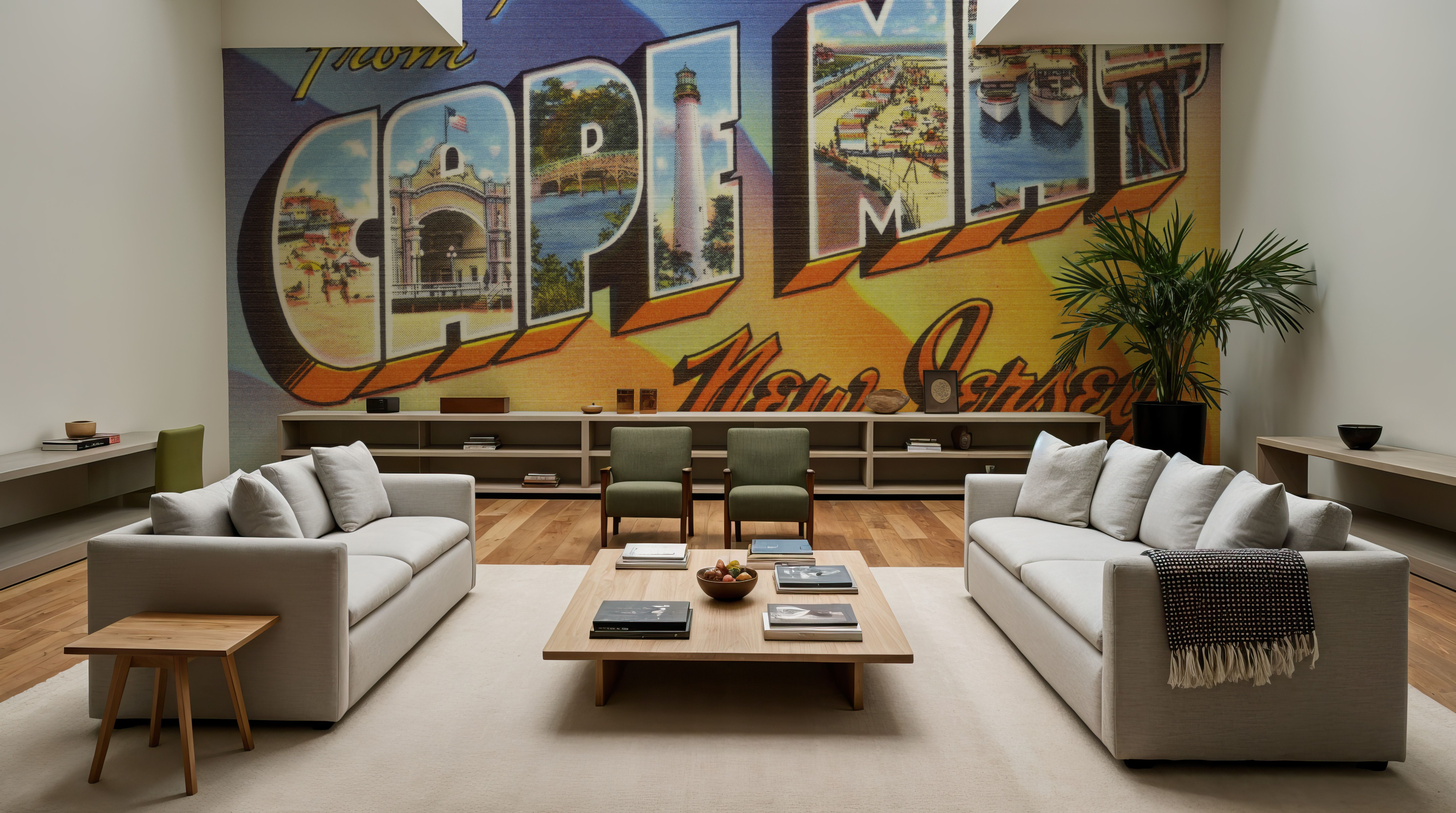 Greetings from Cape May - Screenprint Postcard, Wallpaper