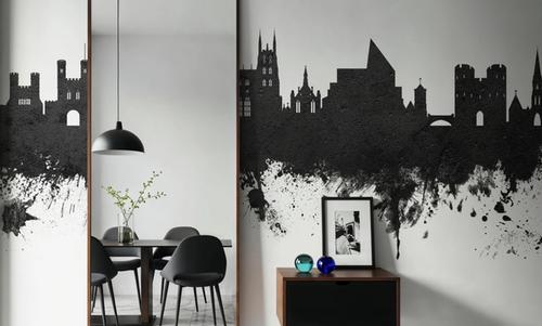 Canterbury England Skyline Black & White