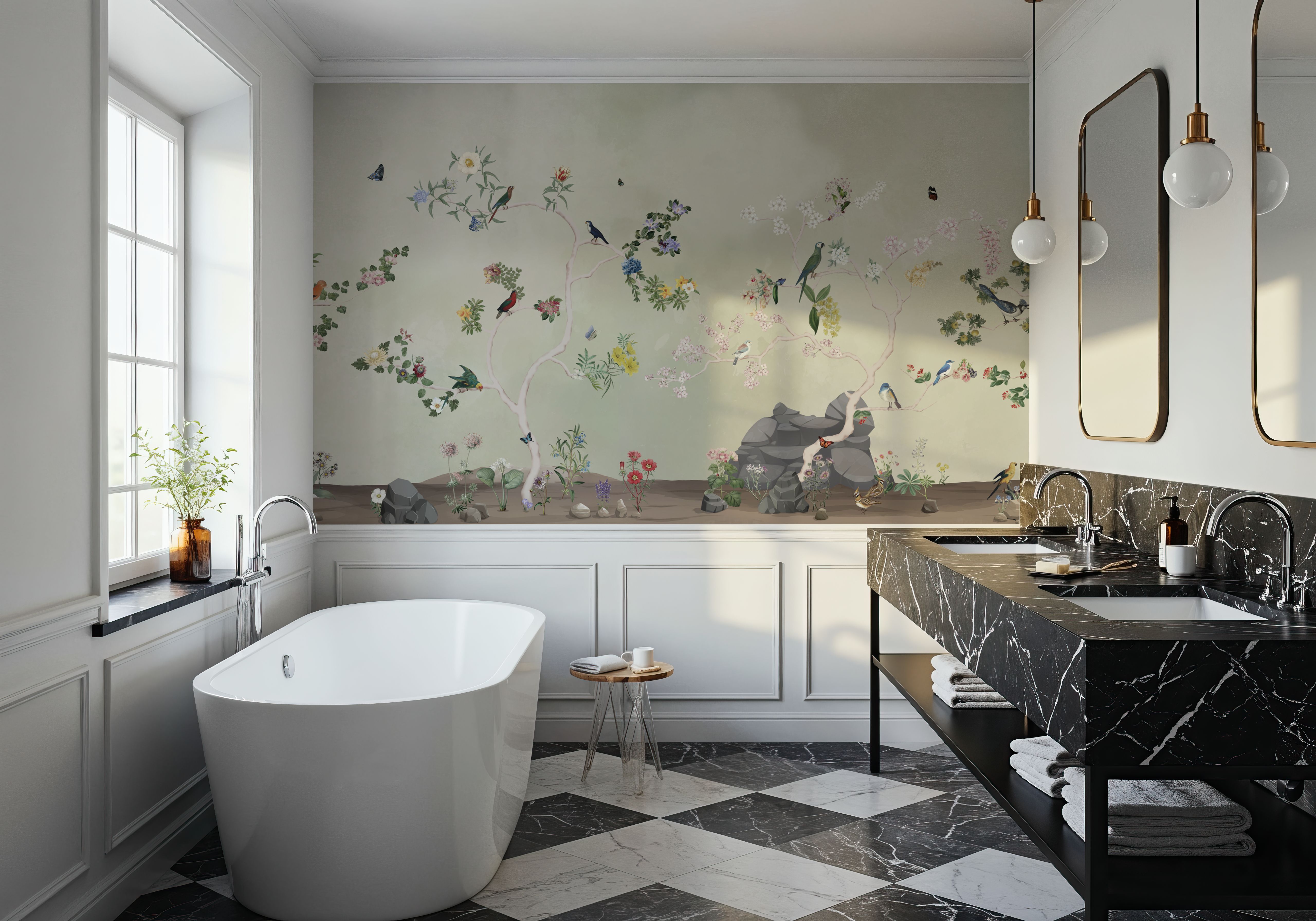 Birds in the Garden Green, Tapeten