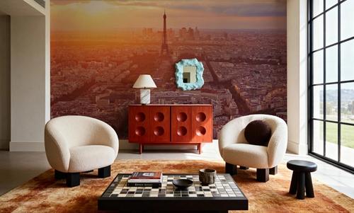 Eiffel Tower in Paris Aerial Sunset