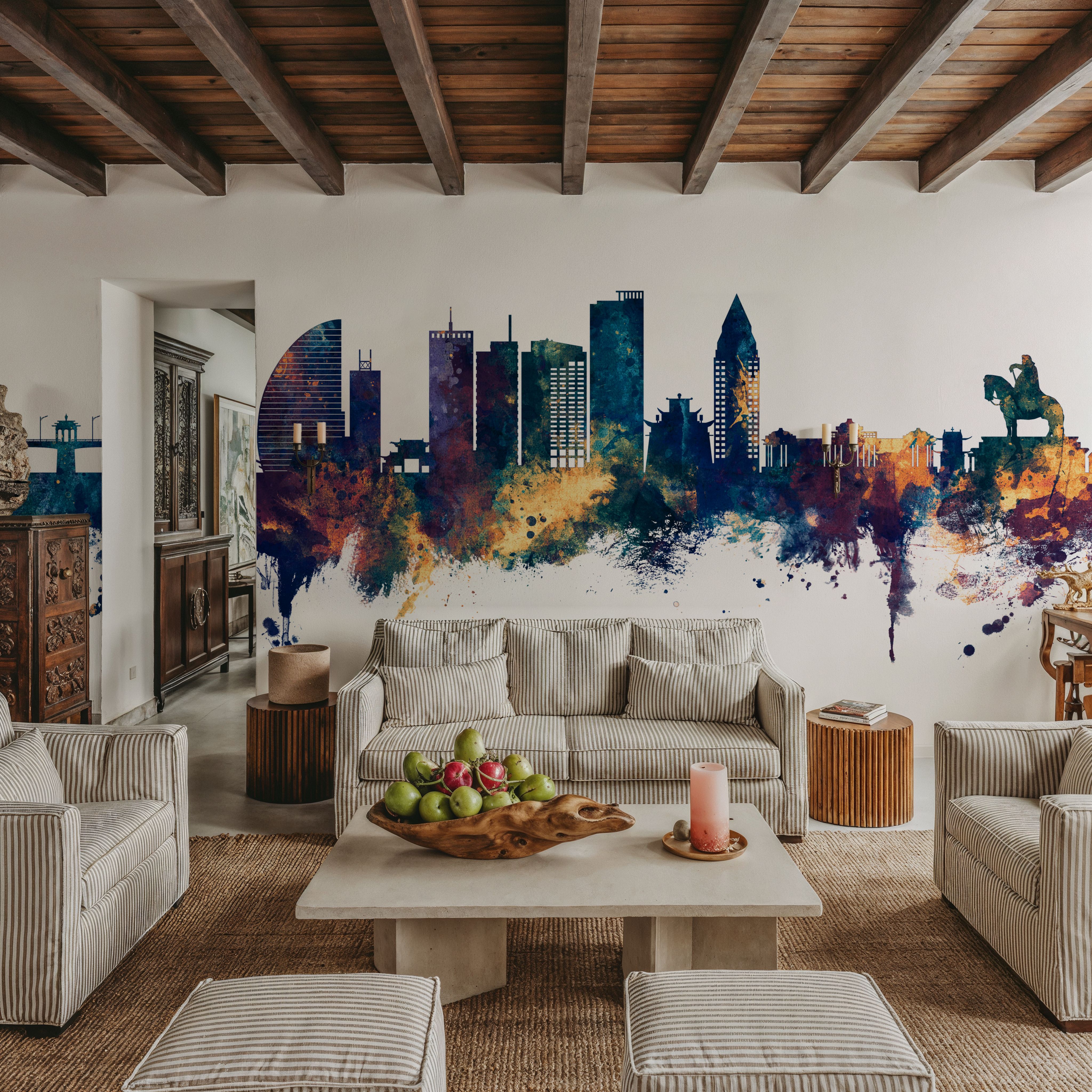 Ulaanbaatar Mongolia Skyline Blue & Bronze